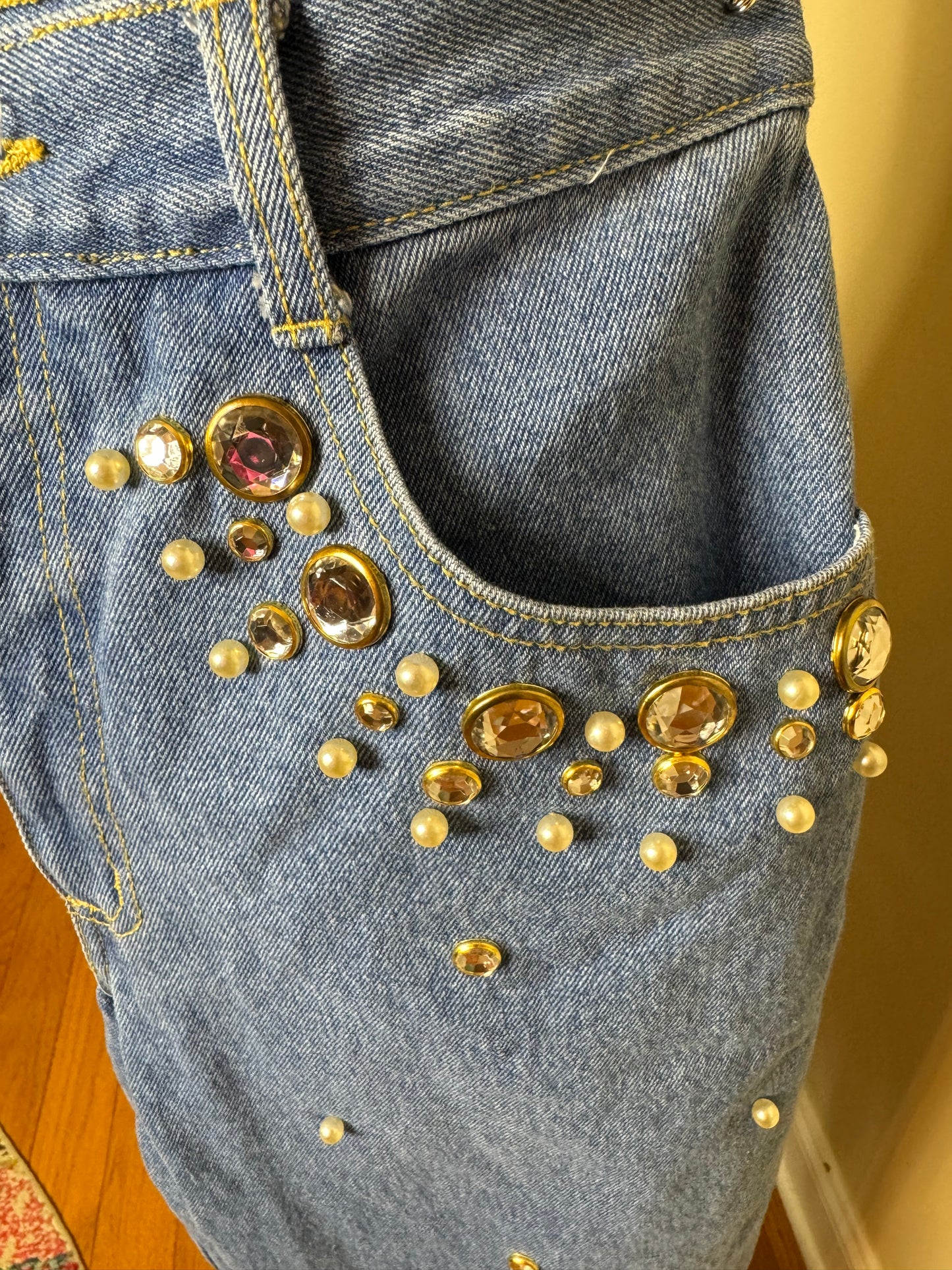80s Bejeweled/Pearl Monique Jeans