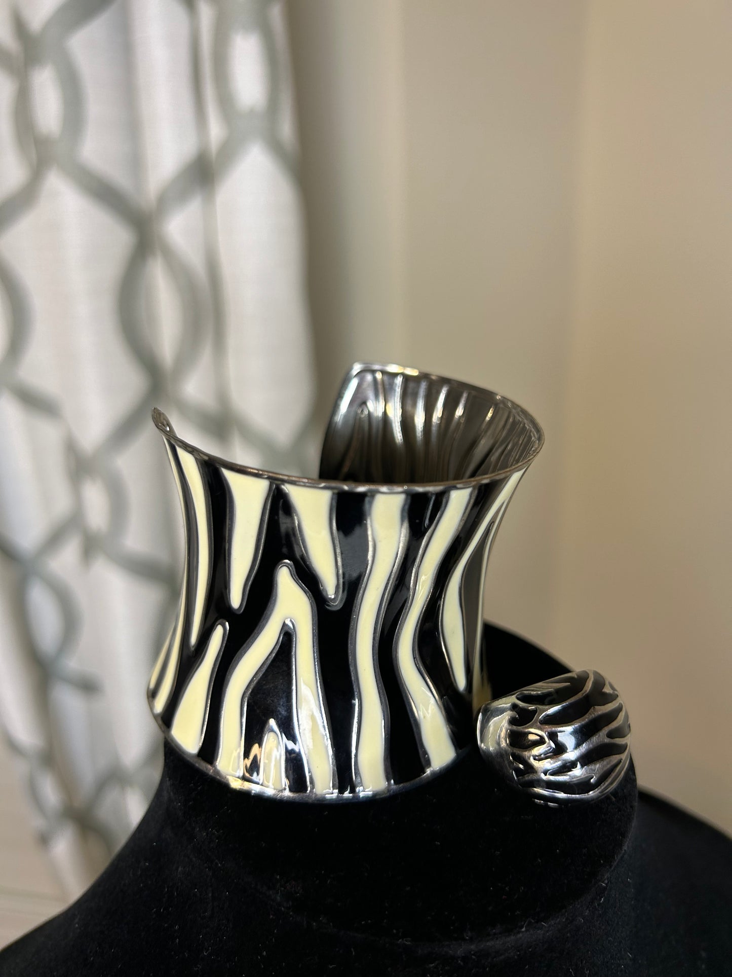 Adjustable Animal Print Cuff with Ring