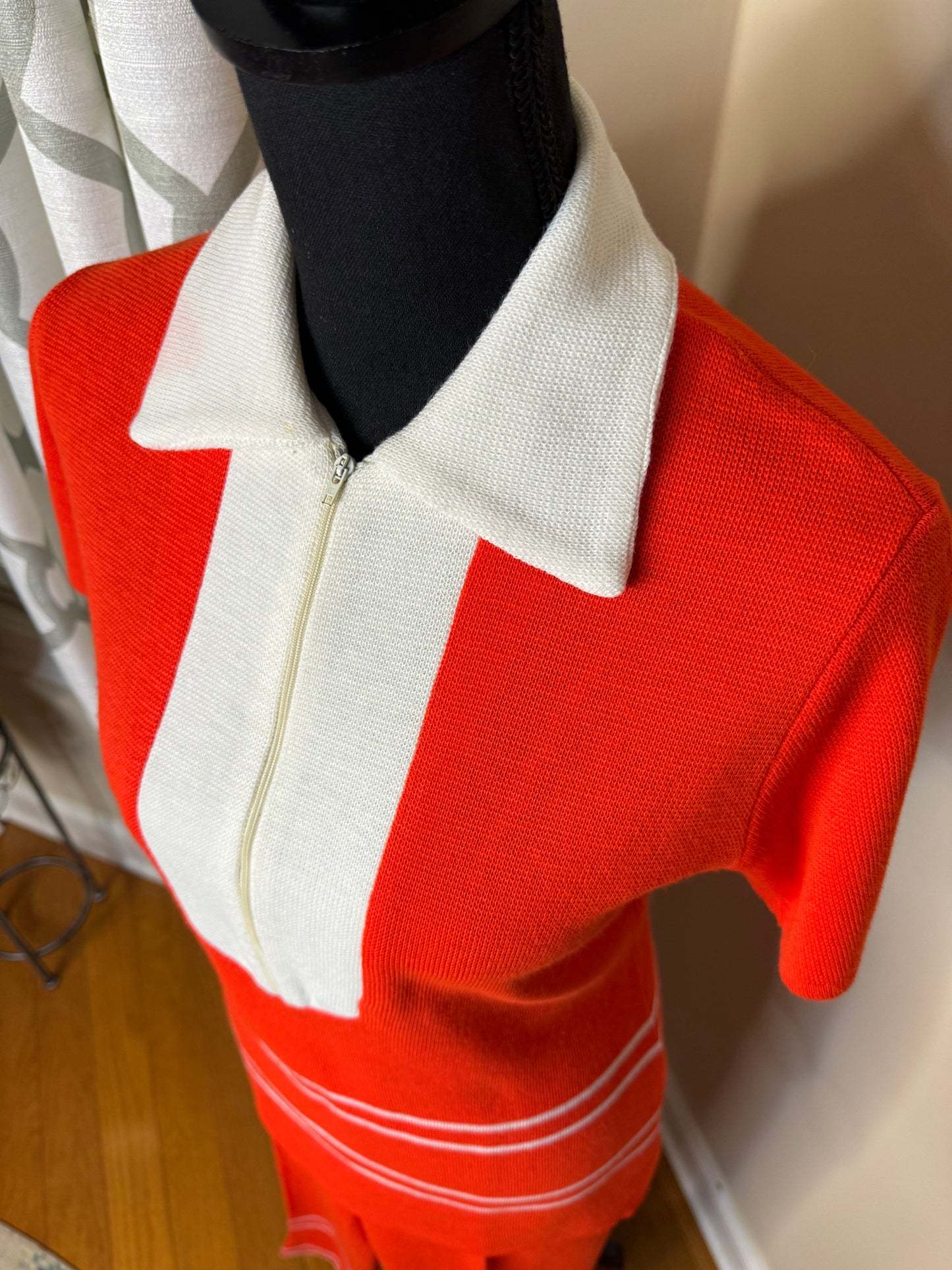 Fine Knits by Roger Orange and Creme Vintage 2-Piece Pant Set