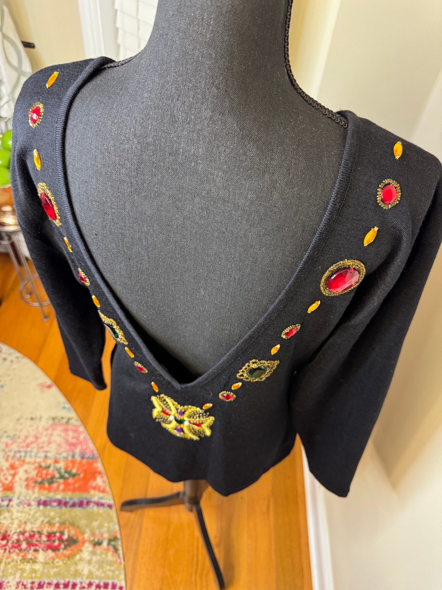 Vtg Collections Bejeweled Sweater Shirt