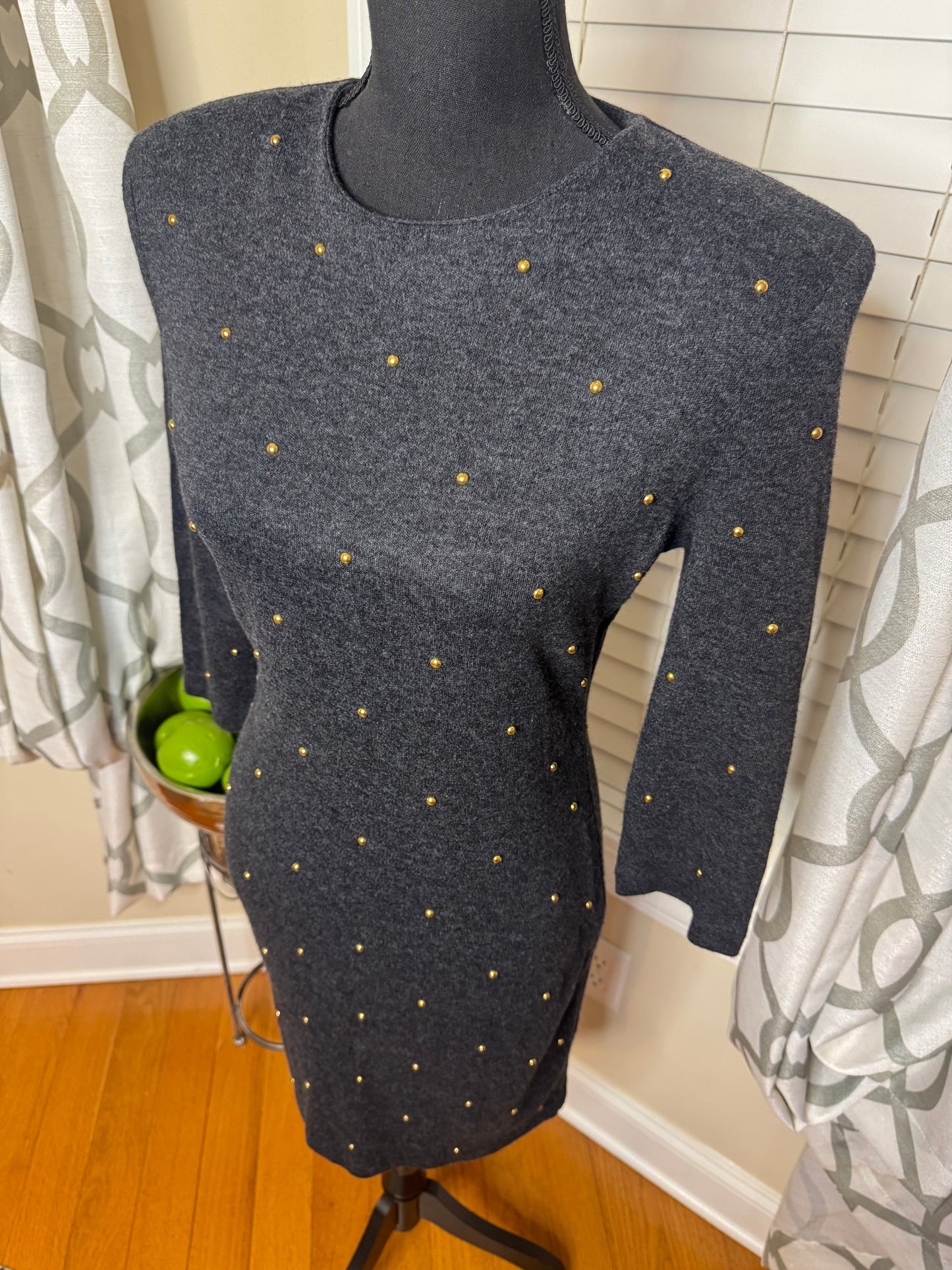 Vintage Hearts Studded Dress with Quarter Sleeves