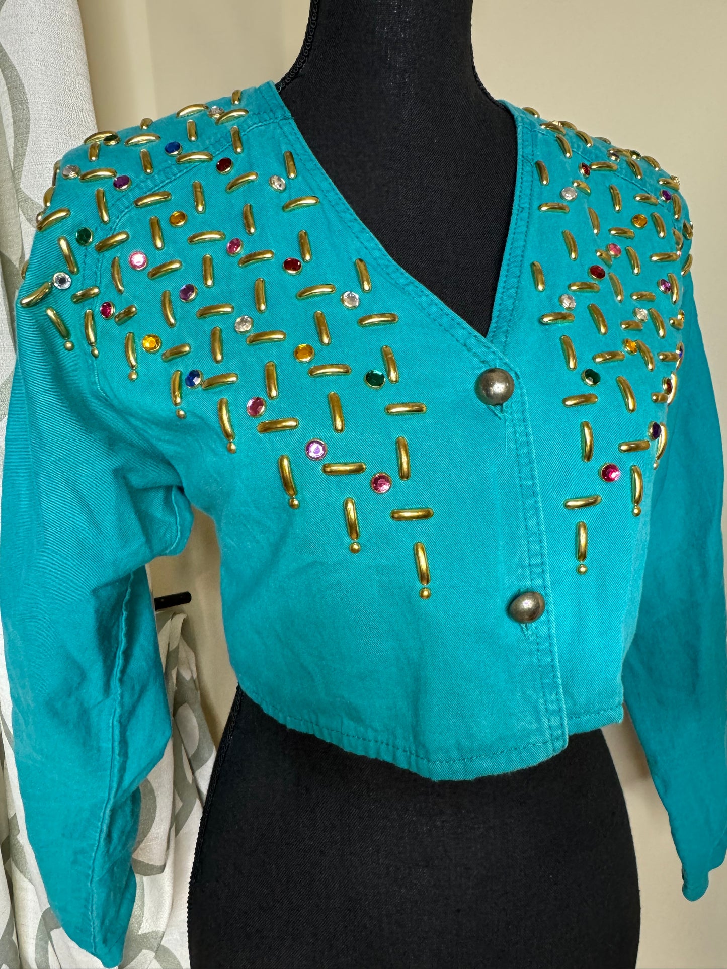 Bingo! Bingo! Vintage Bejeweled Cropped Jacket