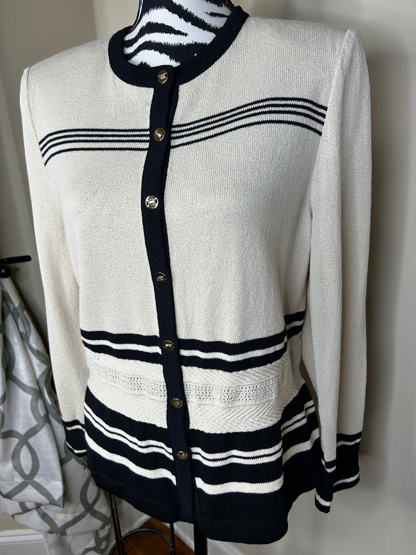 St. John Collection Black and Cream Cardigan