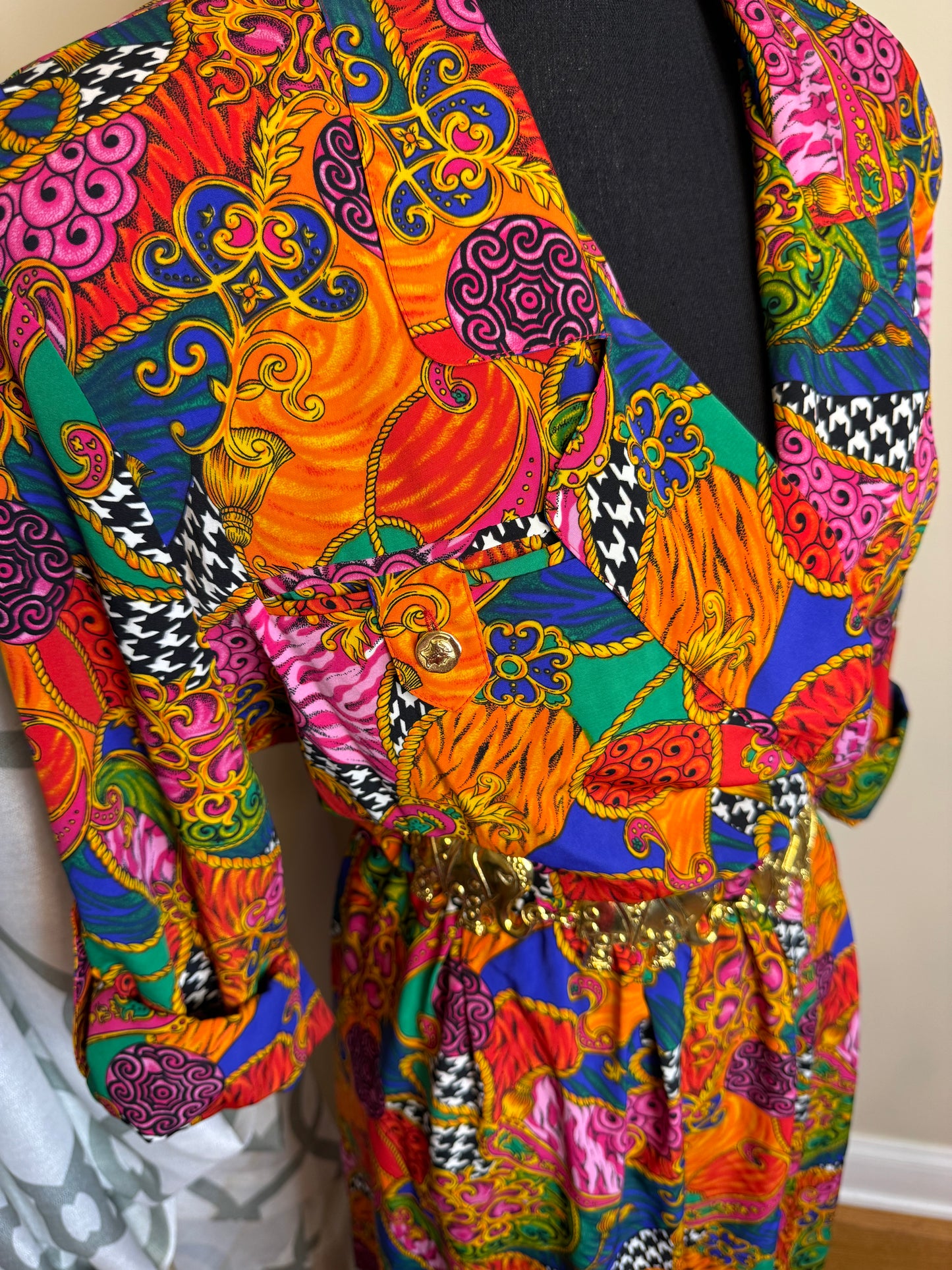 MS CHAUS Abstract Print Vtg Dress