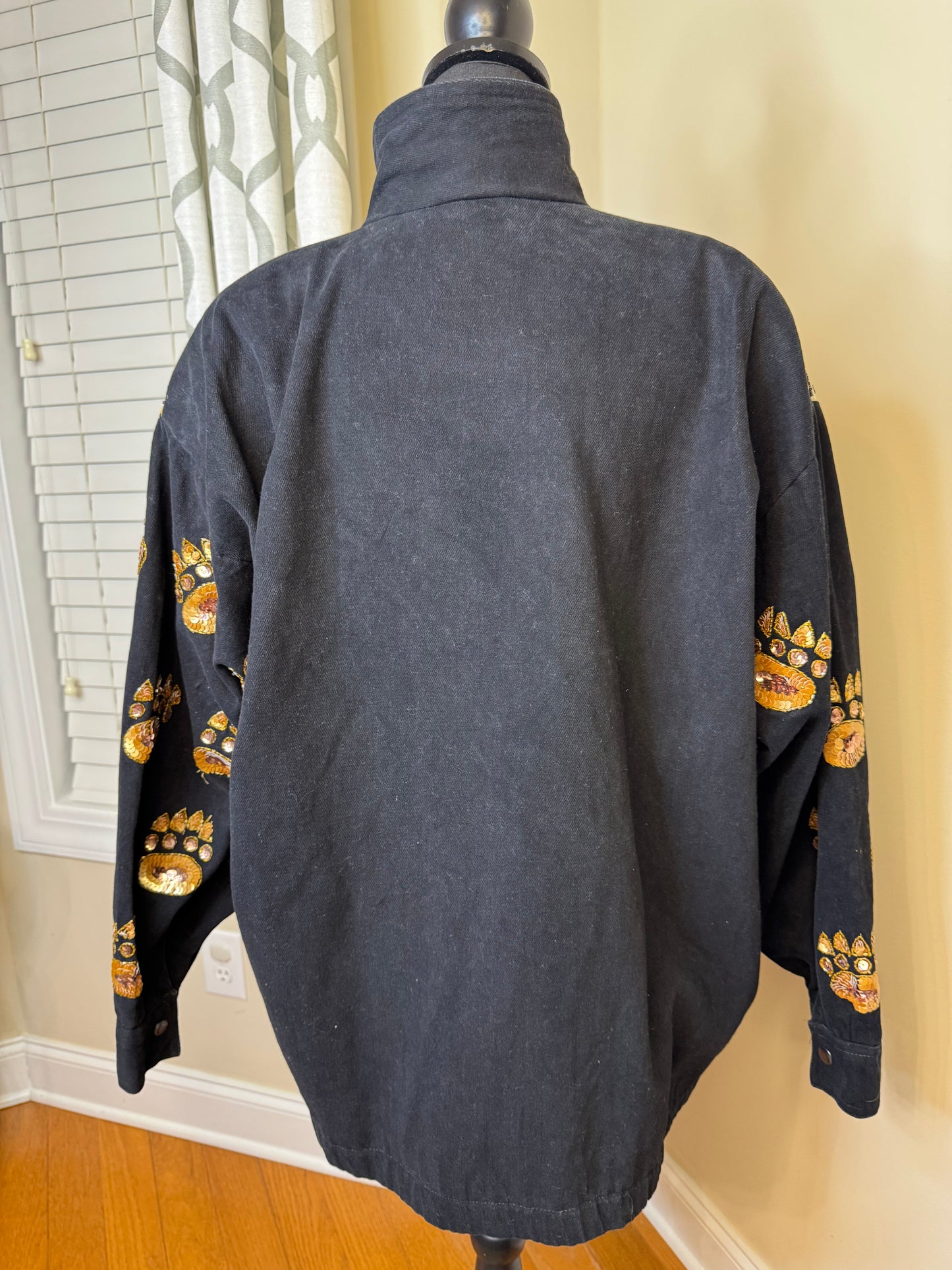 Vtg MODI Sequin and Animal Print Denim Jacket