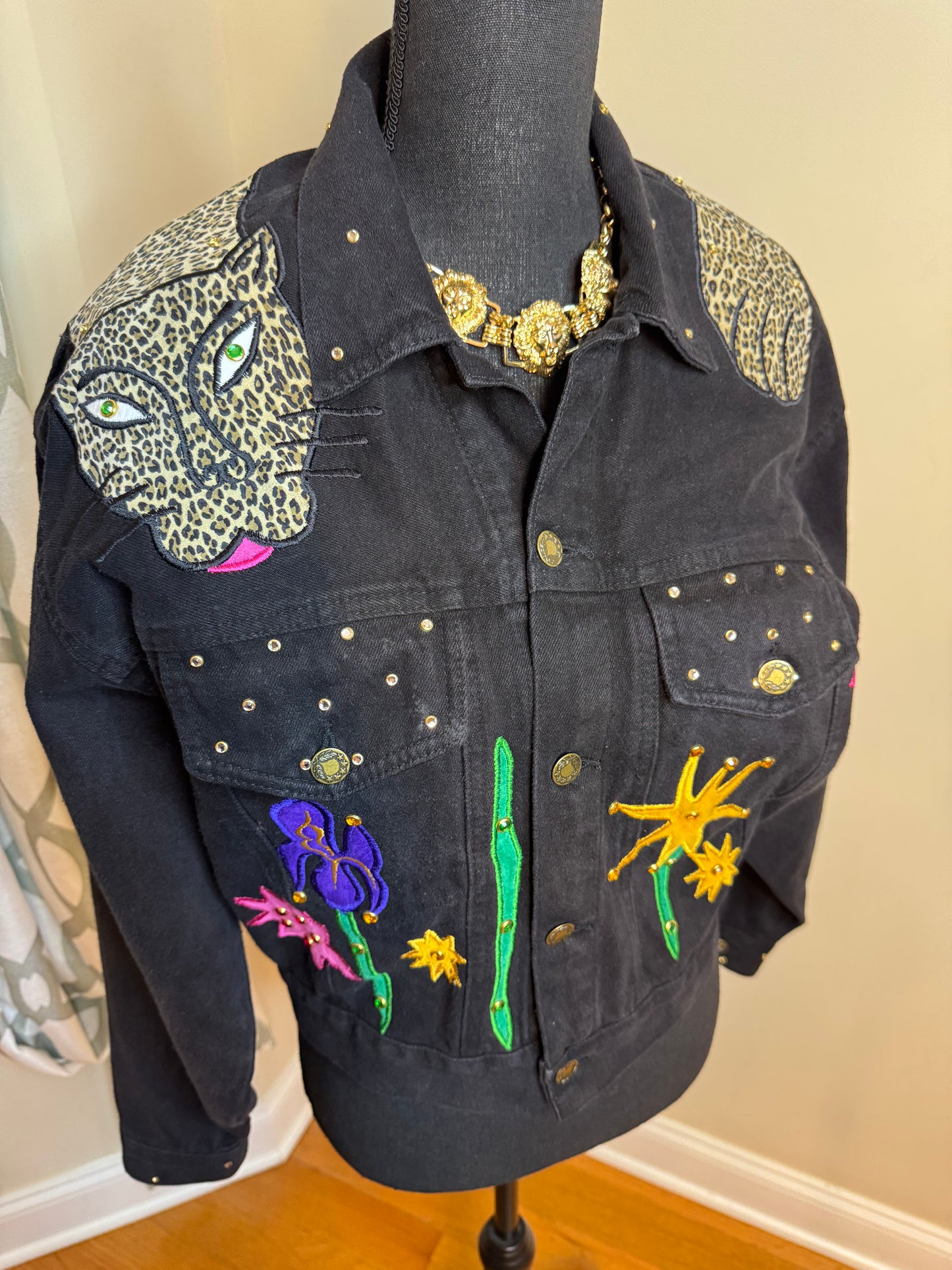 Tamorah Marie Bejeweled and Embroidered Denim Jacket NWT