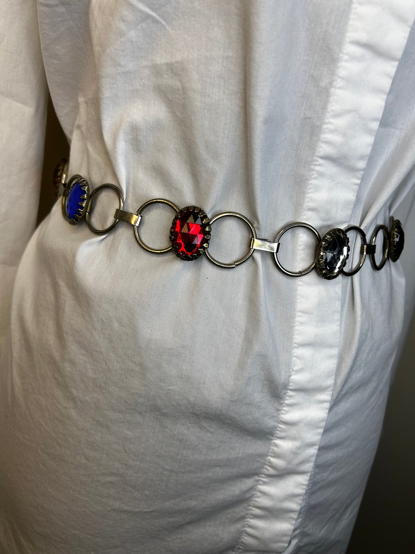 Silver Tone Gemstone Belt