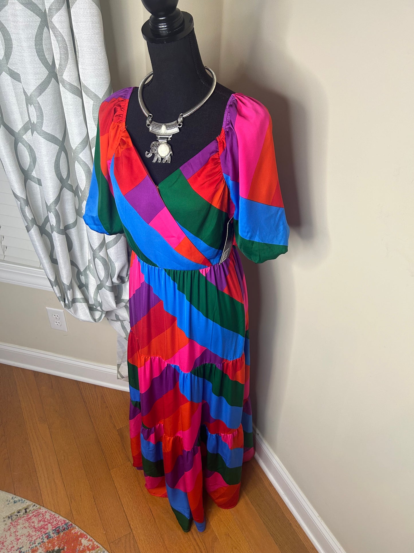 Skies are Blue Rainbow Maxi Dress NWT