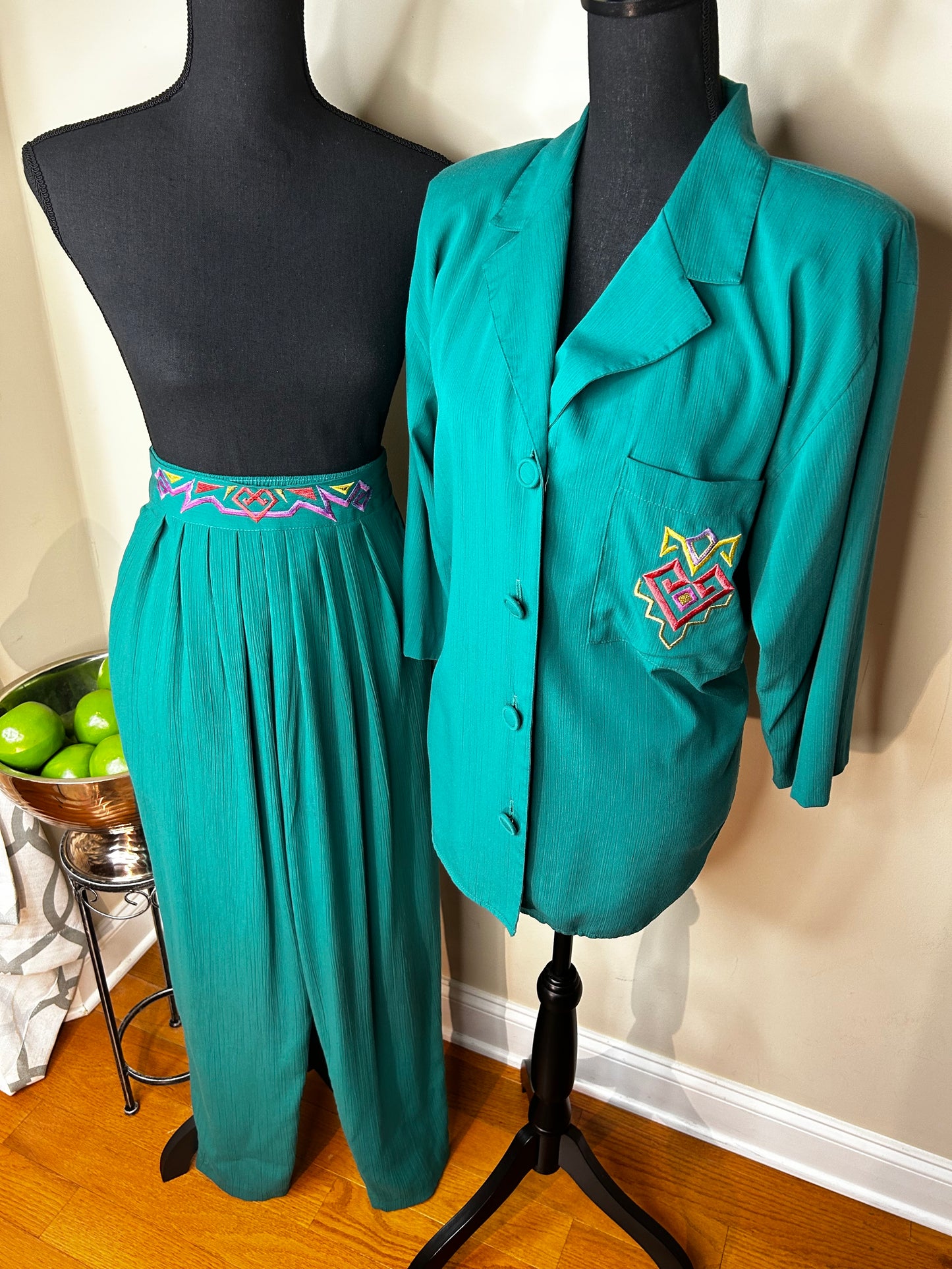 Peter Popovitch 2-Piece Embroidered Pant Set