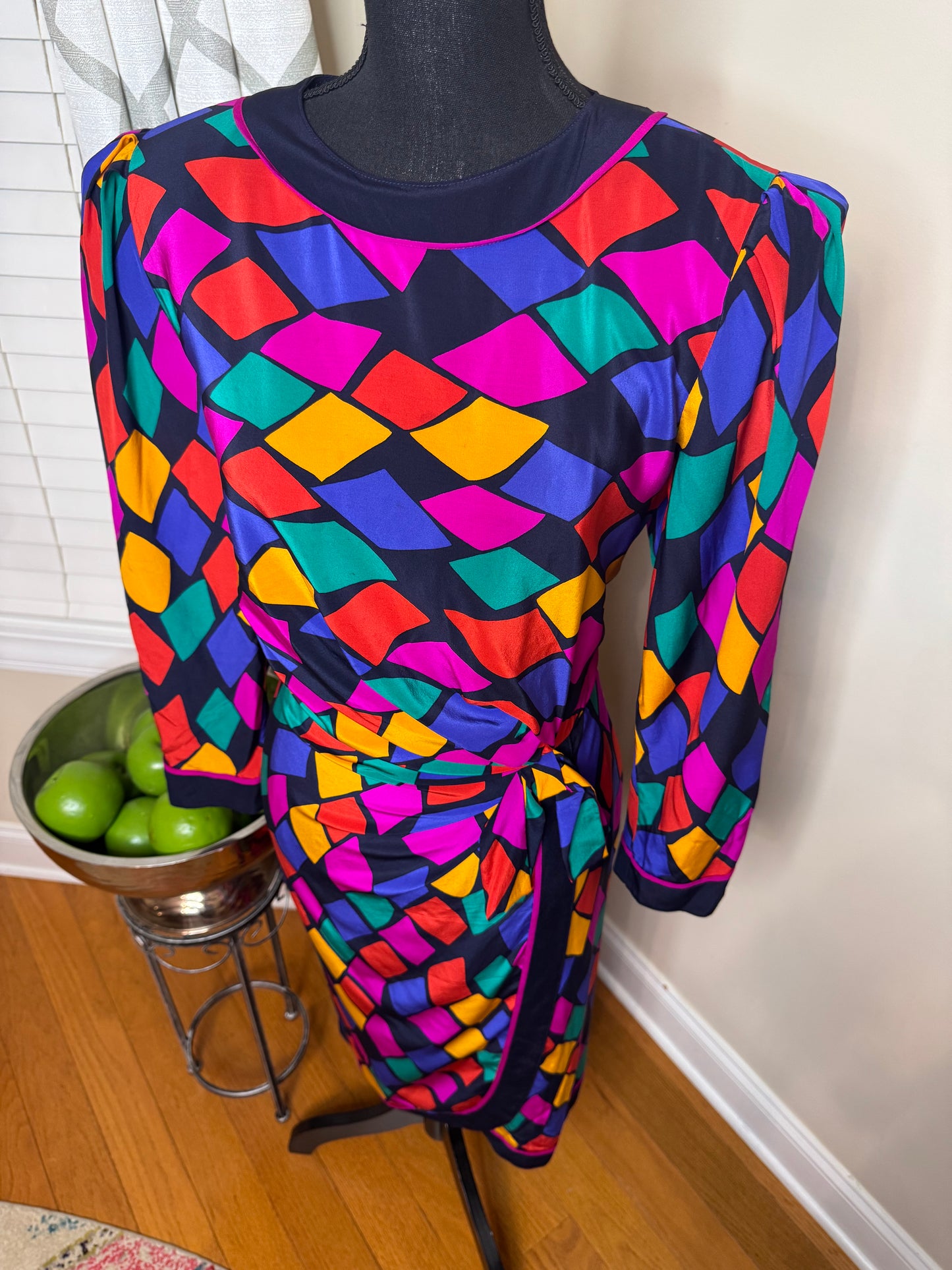 Vtg Louis Feraud Abstract Print Dress