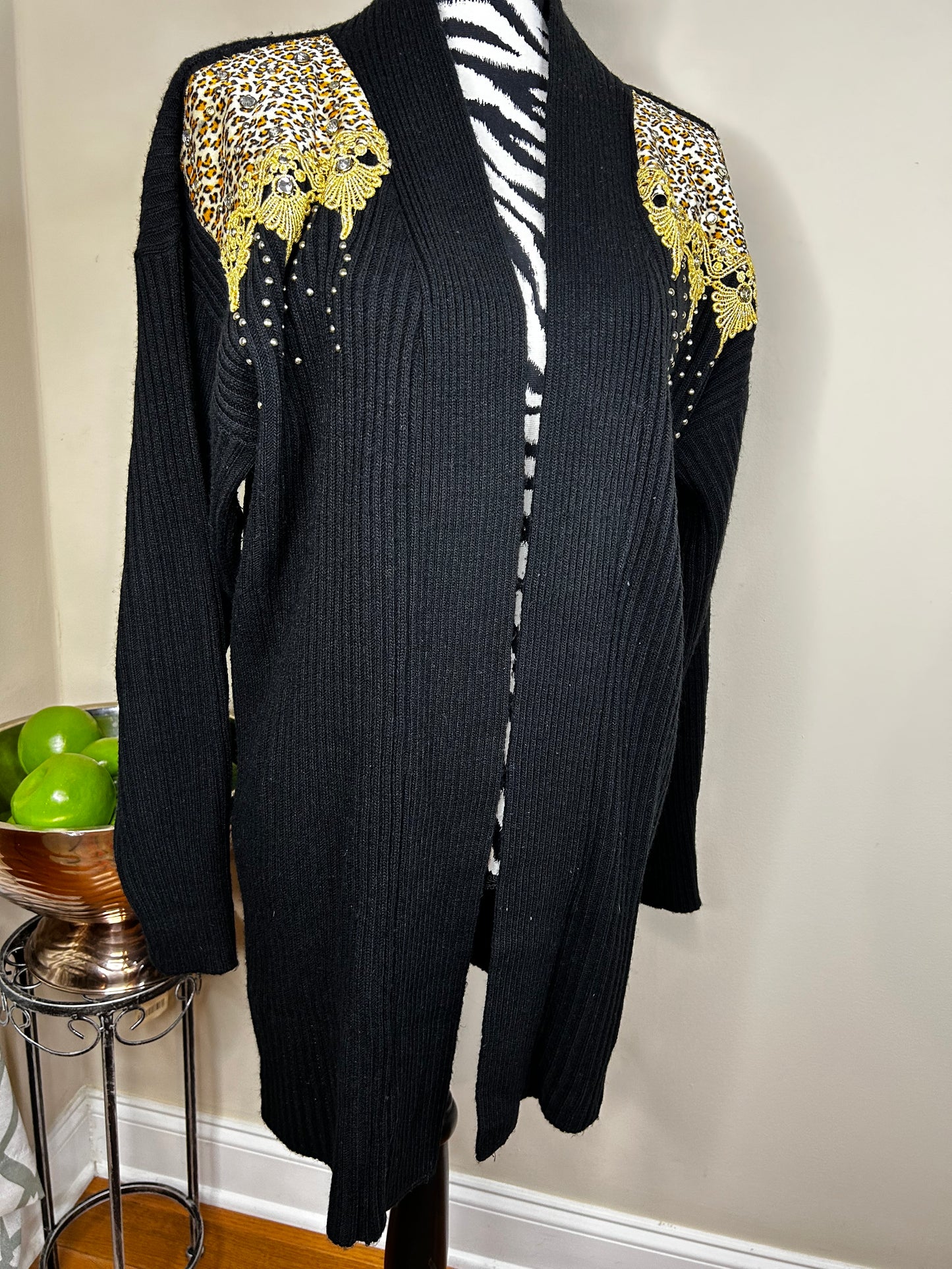 Vintage FOCUS Bejeweled Open Duster
