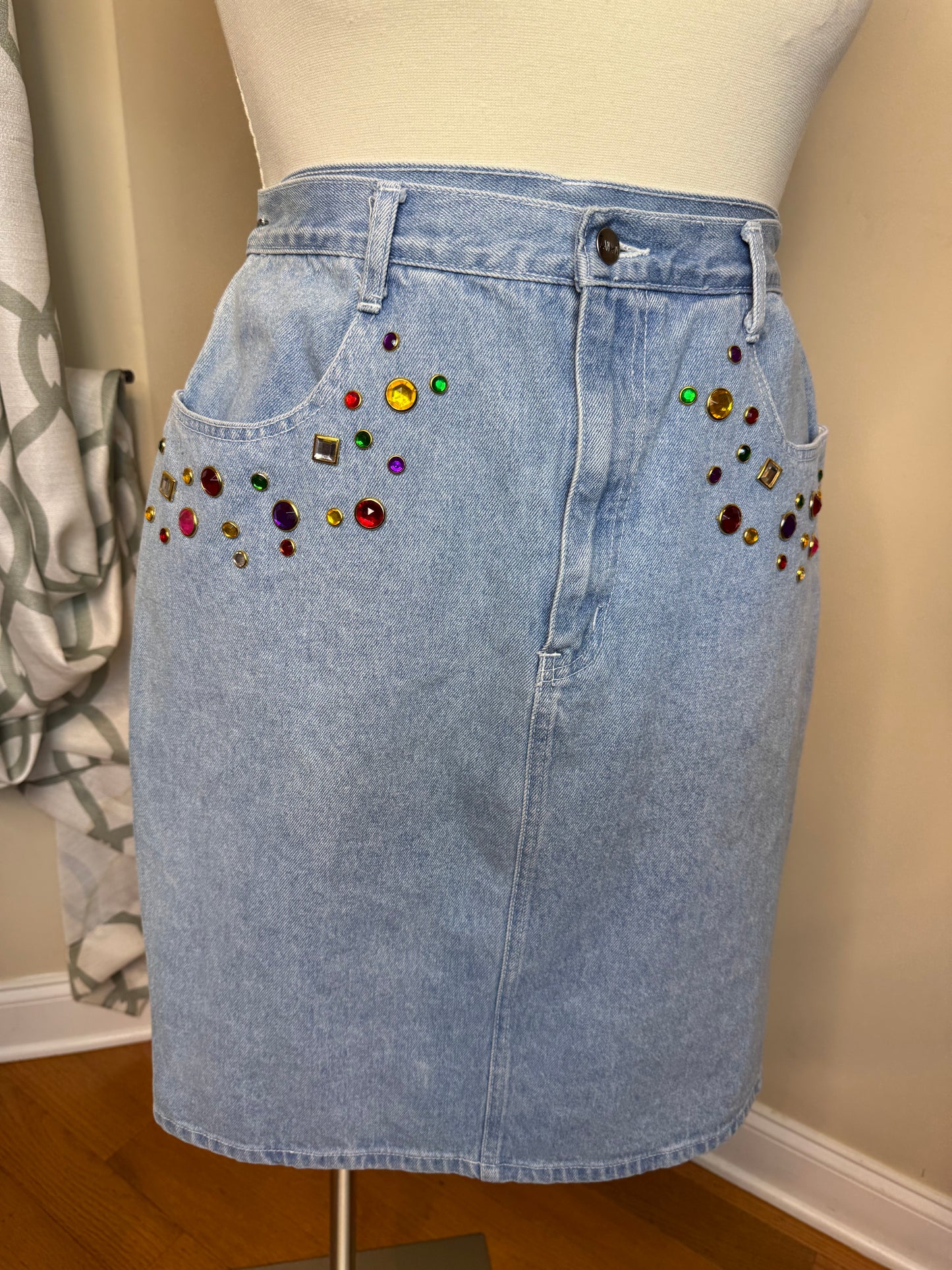 Vintage Zanadi Bejeweled Denim Skirt