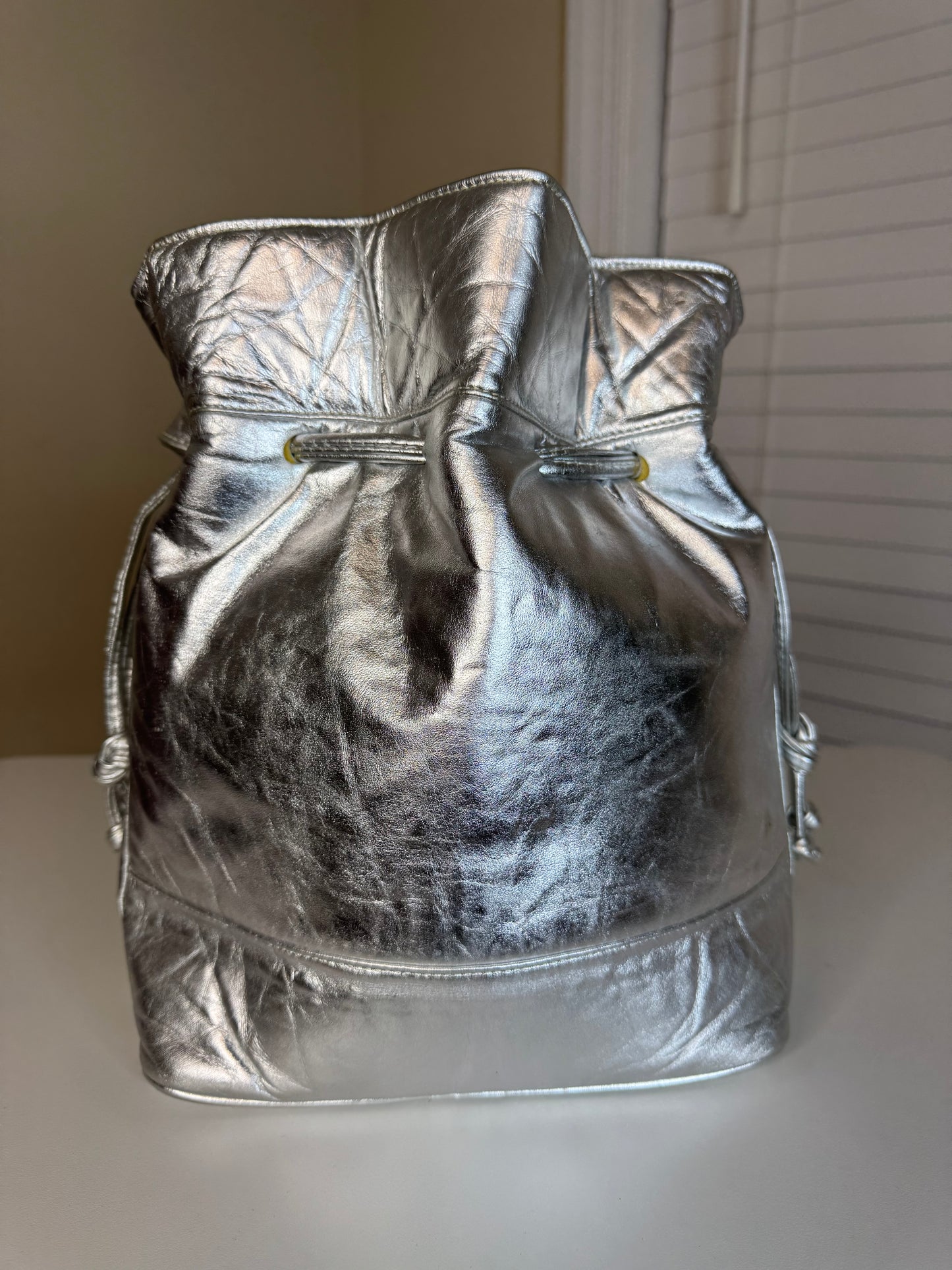 Metallic Bejeweled Vintage Bucket Bag
