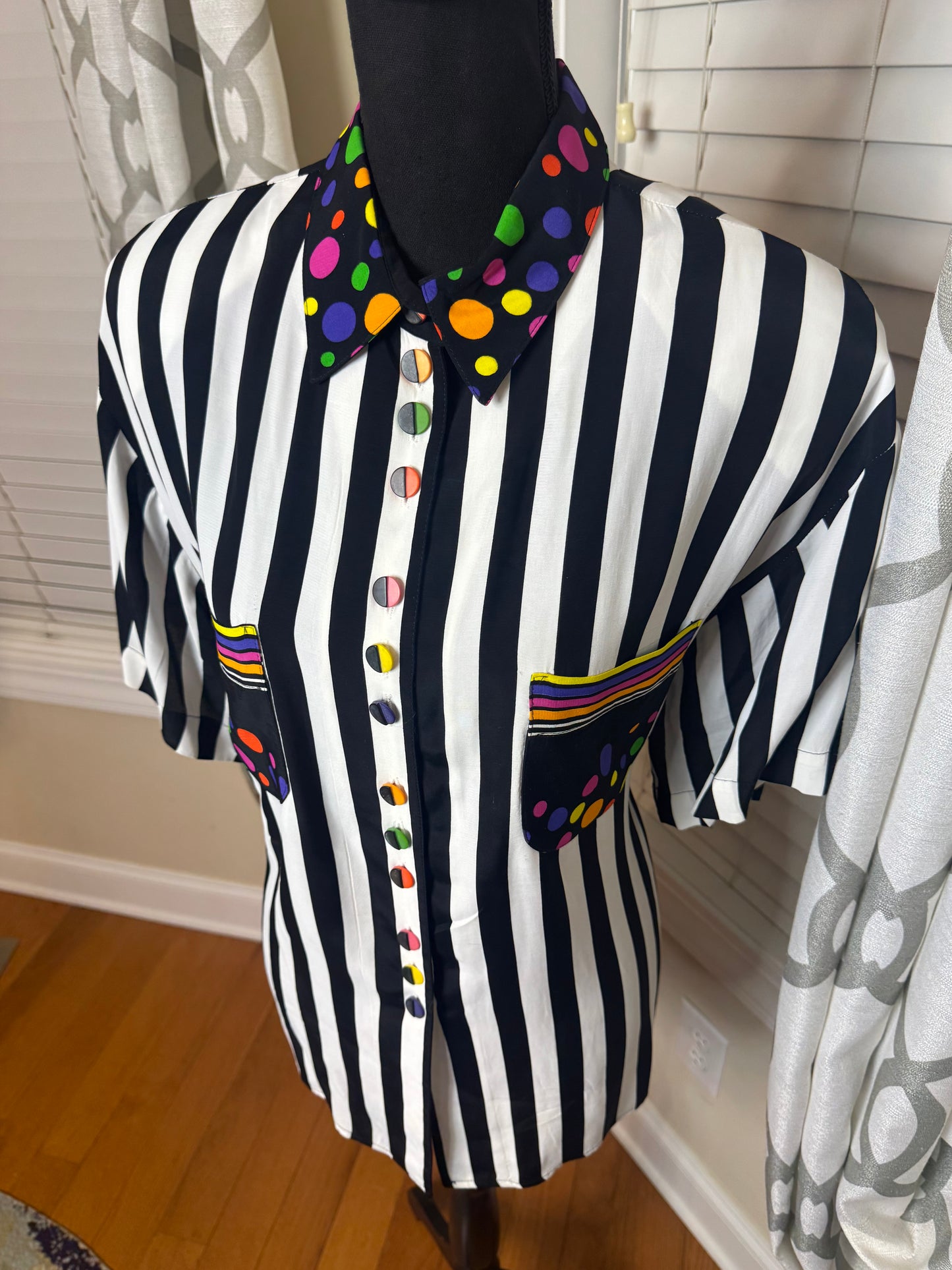 Platimun by Dorothy Schoelen Polka Dot and Striped Shirt