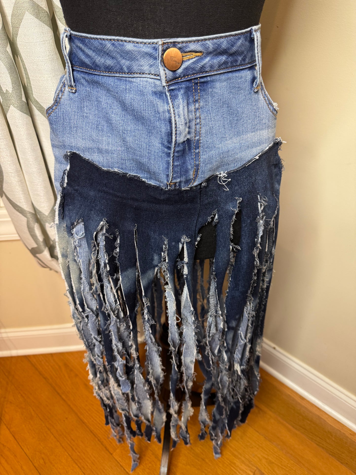 1822 Denim Fringe Skirt