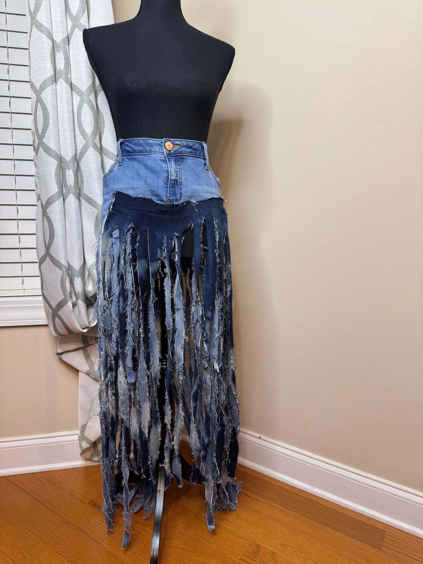 1822 Denim Fringe Skirt