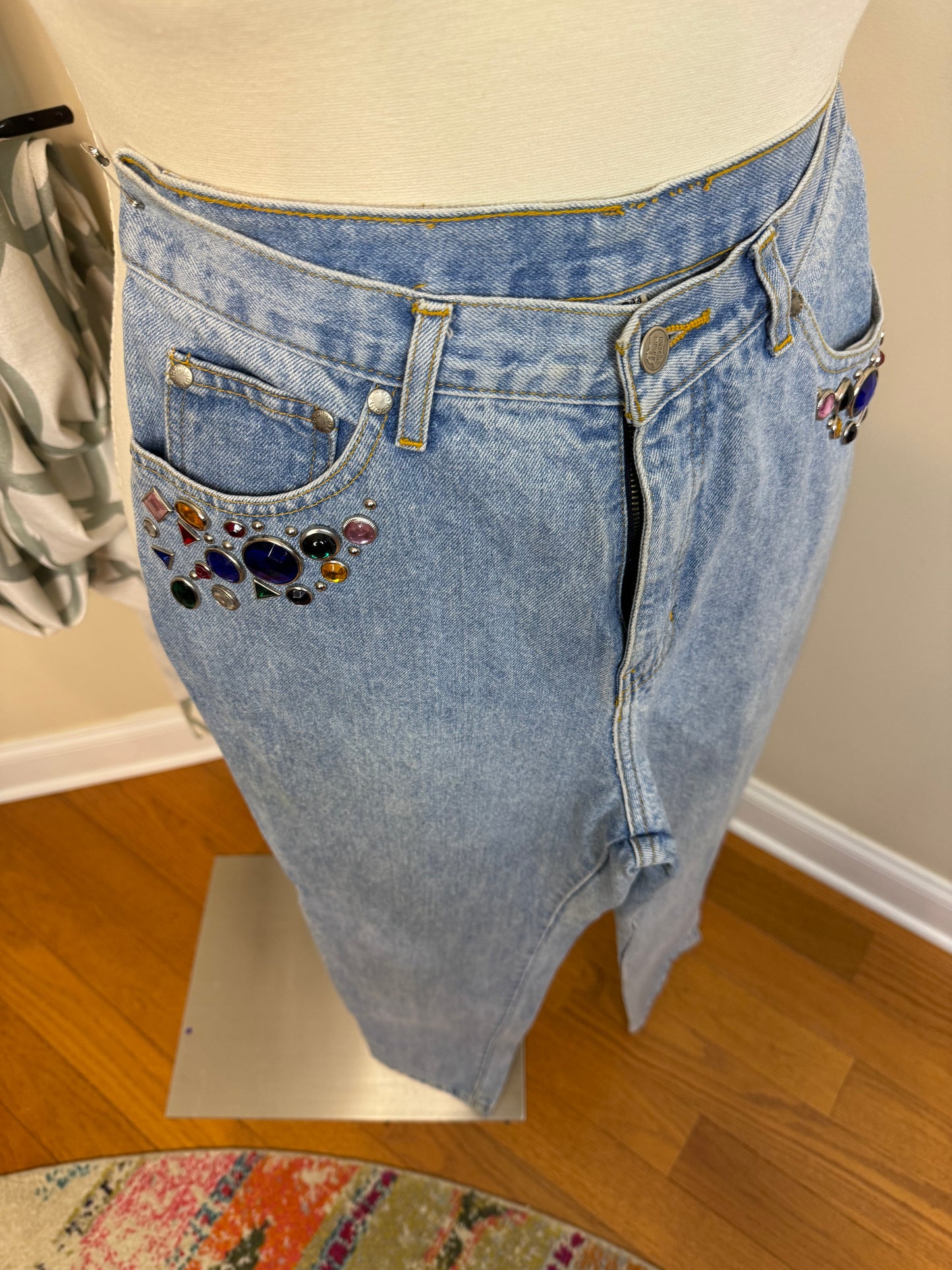 Nada Nuff Vintage Multicolored Bejeweled Jeans