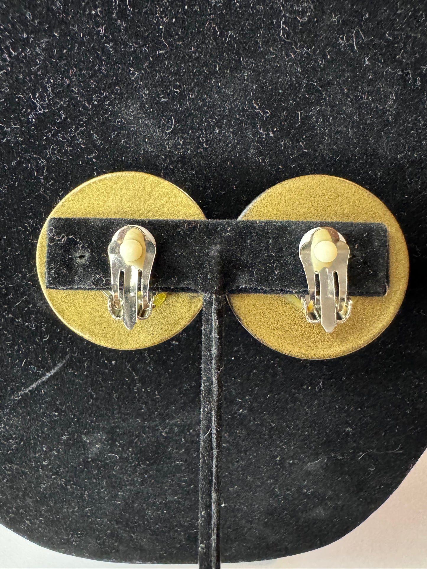 Vtg Multicolor Button Style Earrings