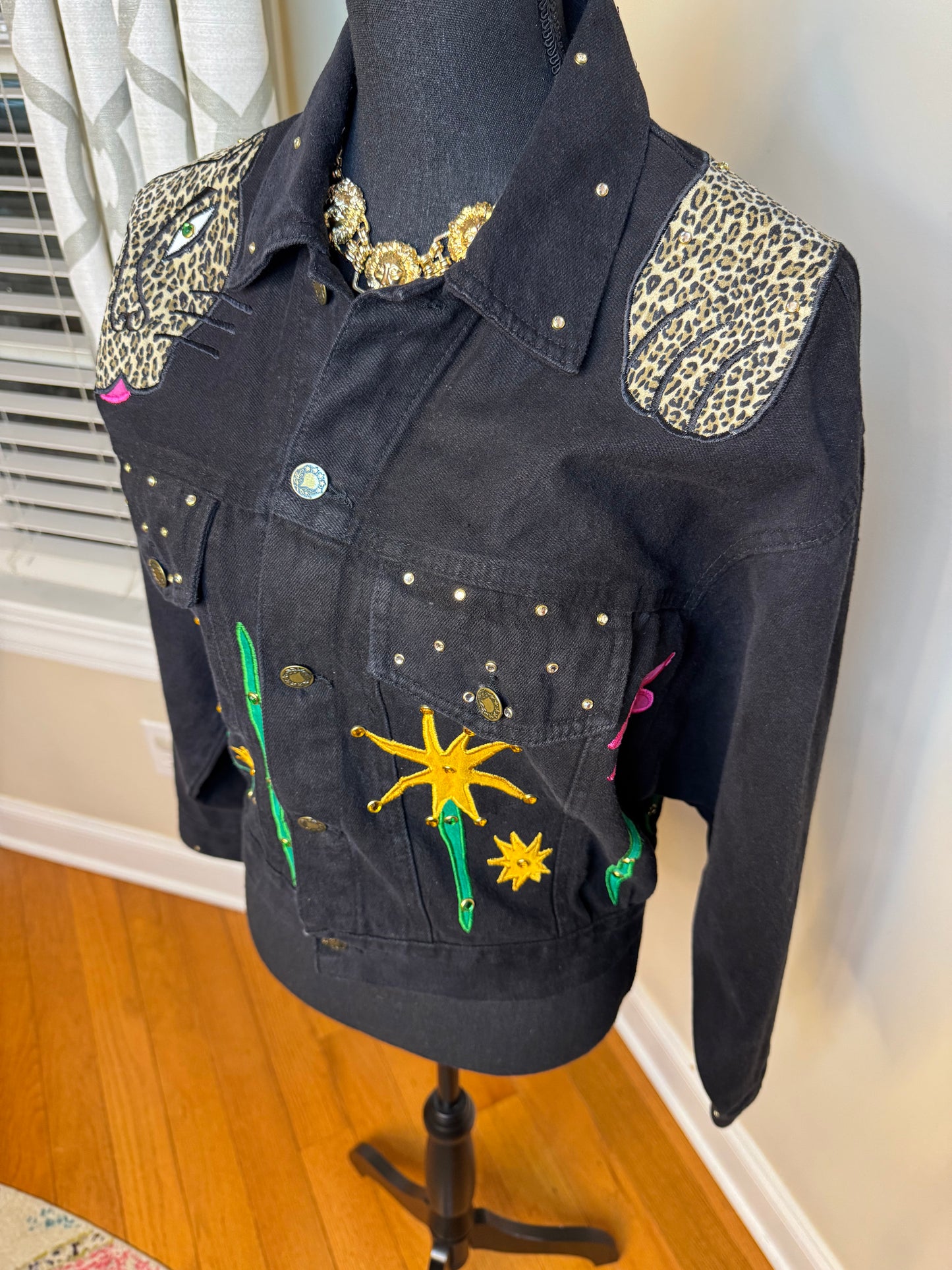 Tamorah Marie Bejeweled and Embroidered Denim Jacket NWT