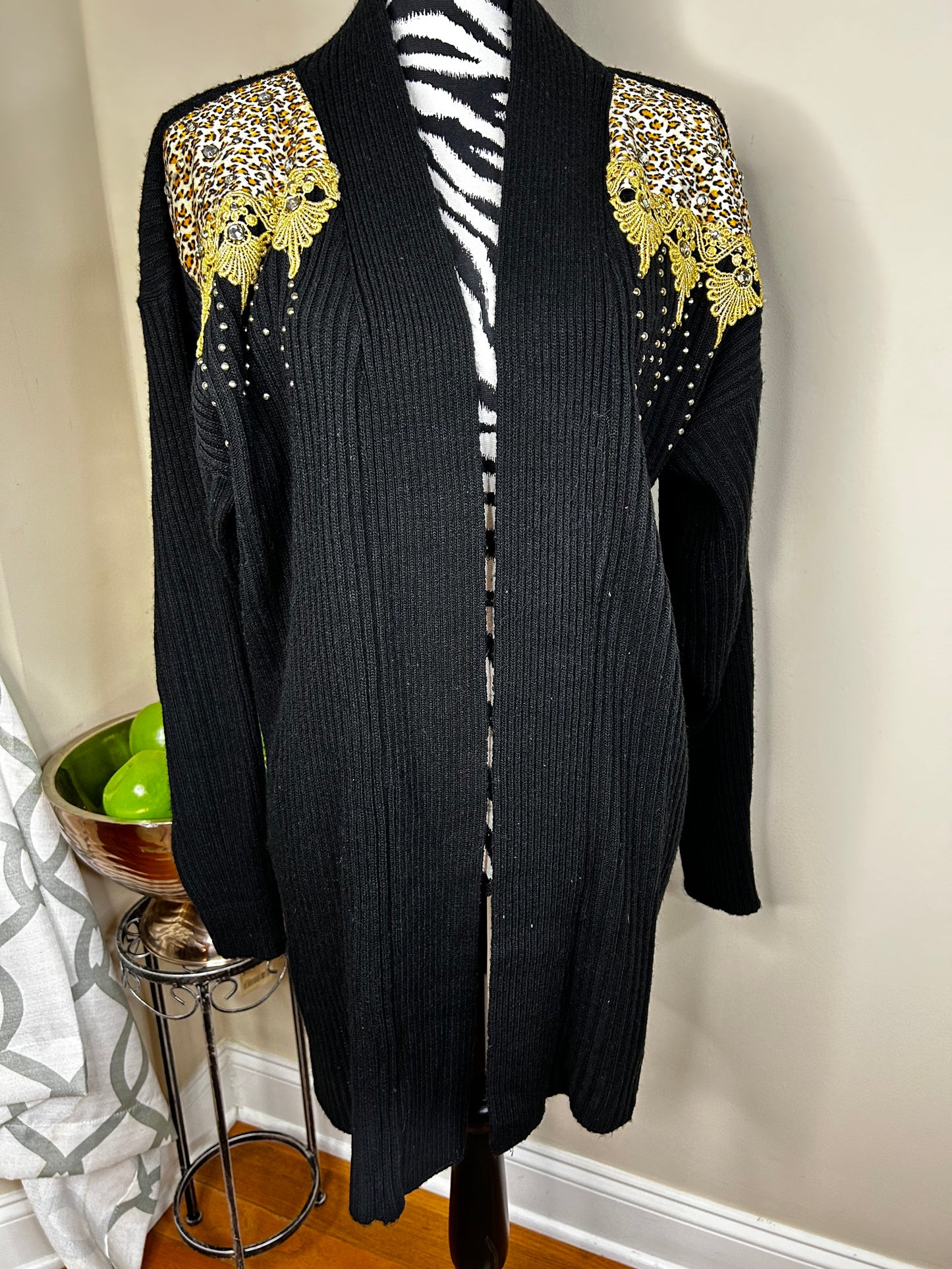 Vintage FOCUS Bejeweled Open Duster