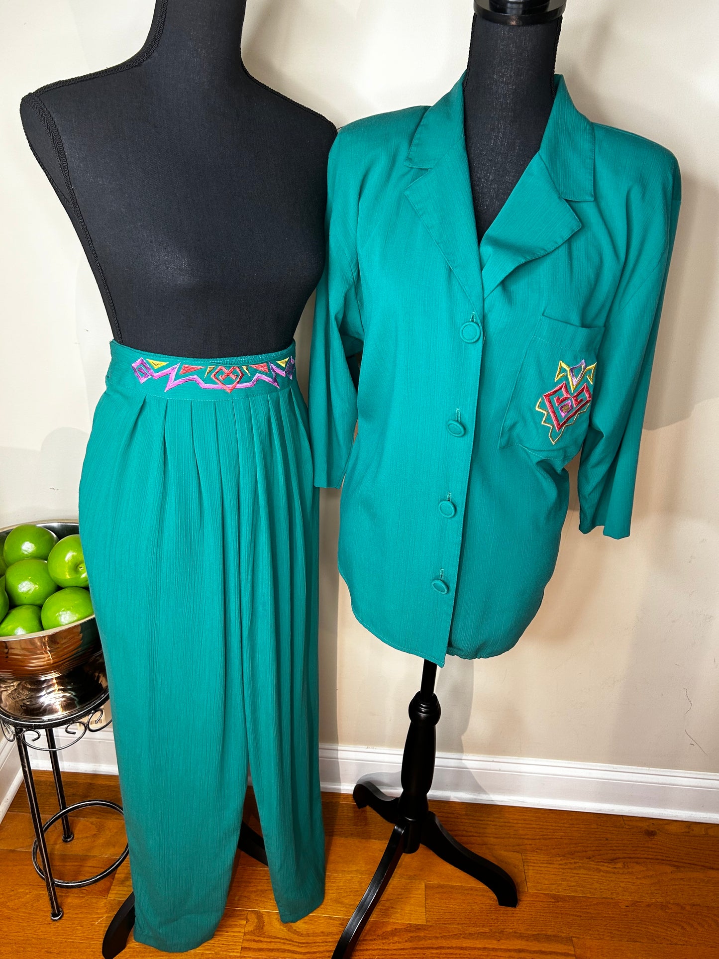 Peter Popovitch 2-Piece Embroidered Pant Set