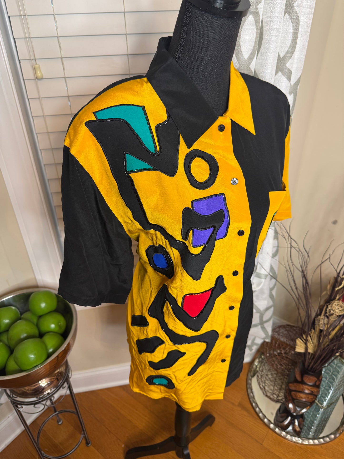I.B. DIFFUSION Abstract Print Shirt with Sequin Accents