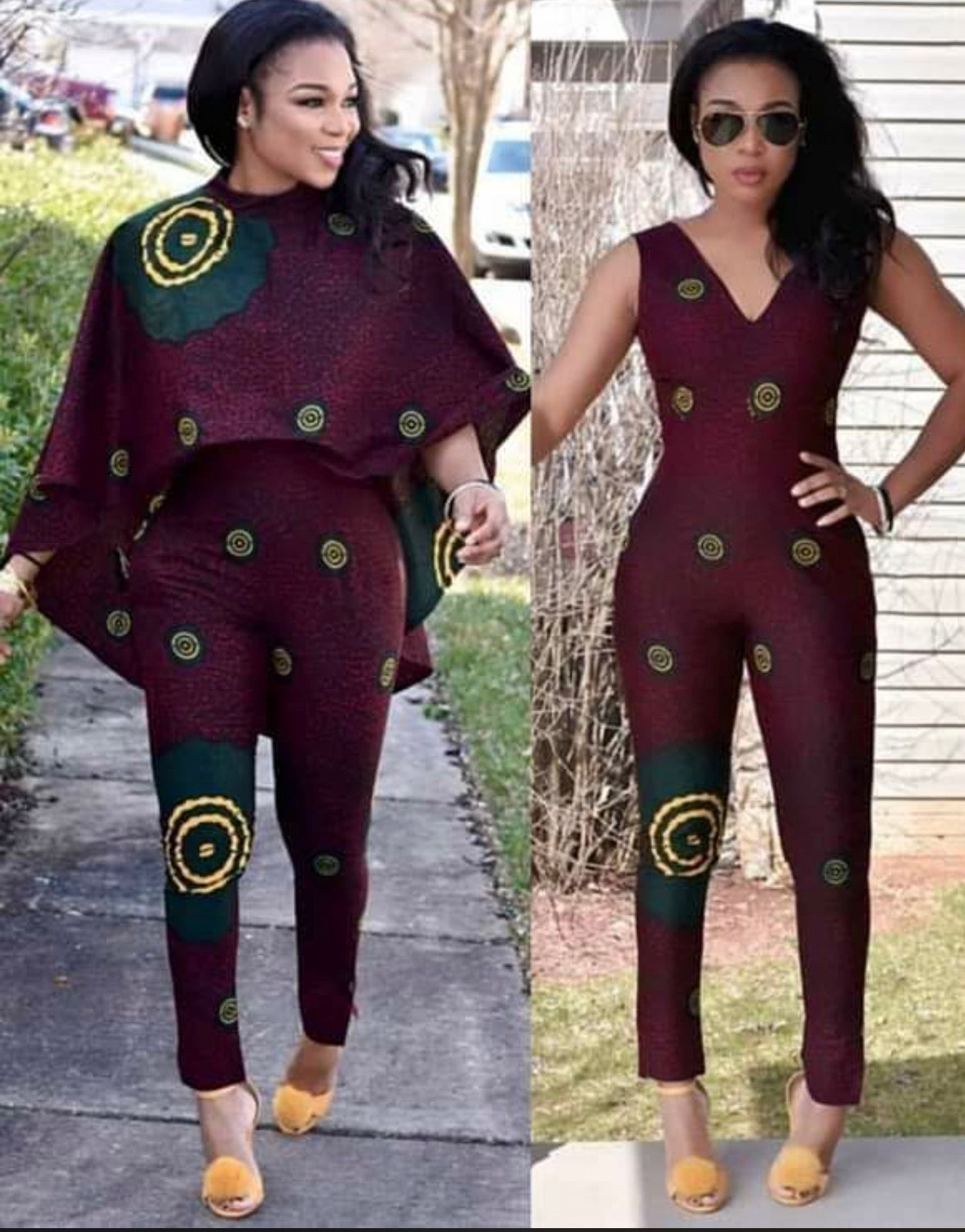 Handmade Ankara Romper with Cape