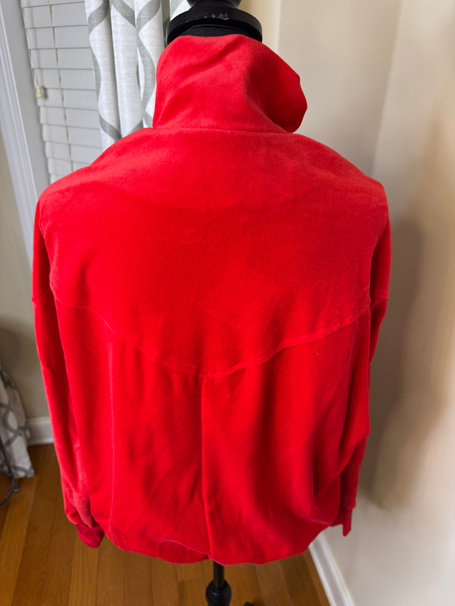 Alice Martin Red Velour and Embroidered Bomber Jacket