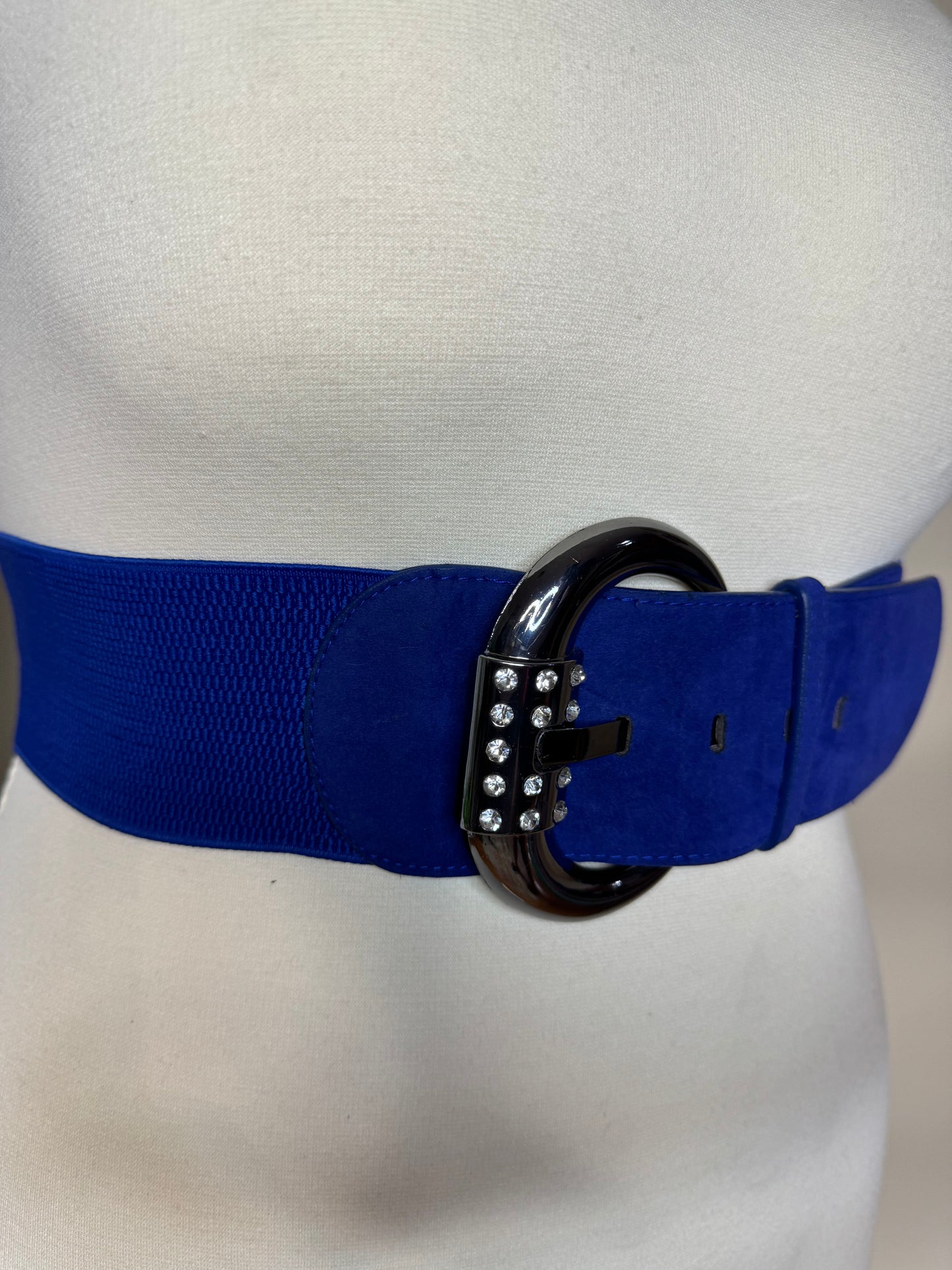 Blue Suede Elastic Waist Belt