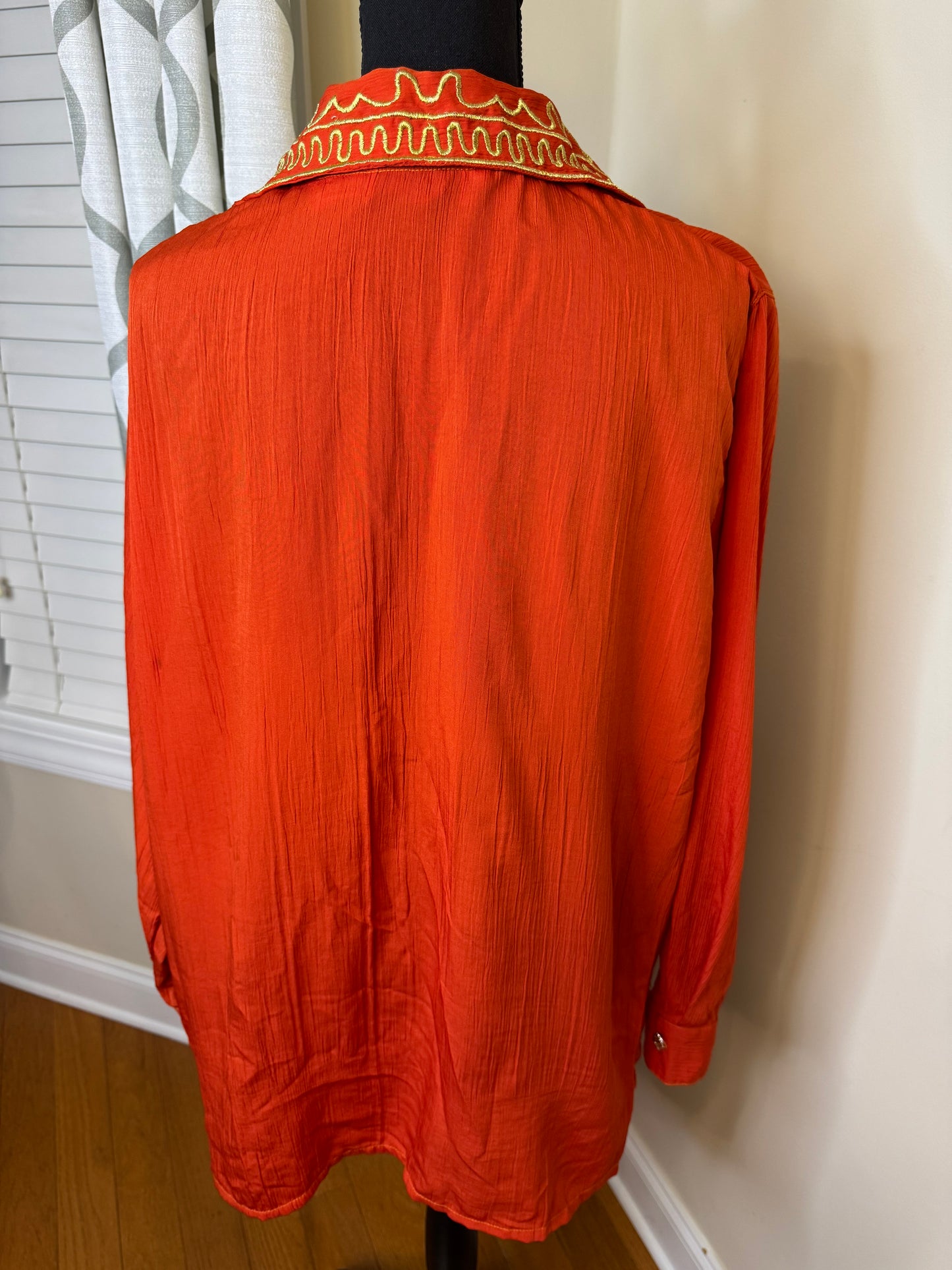 Vtg J.K.S Designs Gold Embroidered Shirt