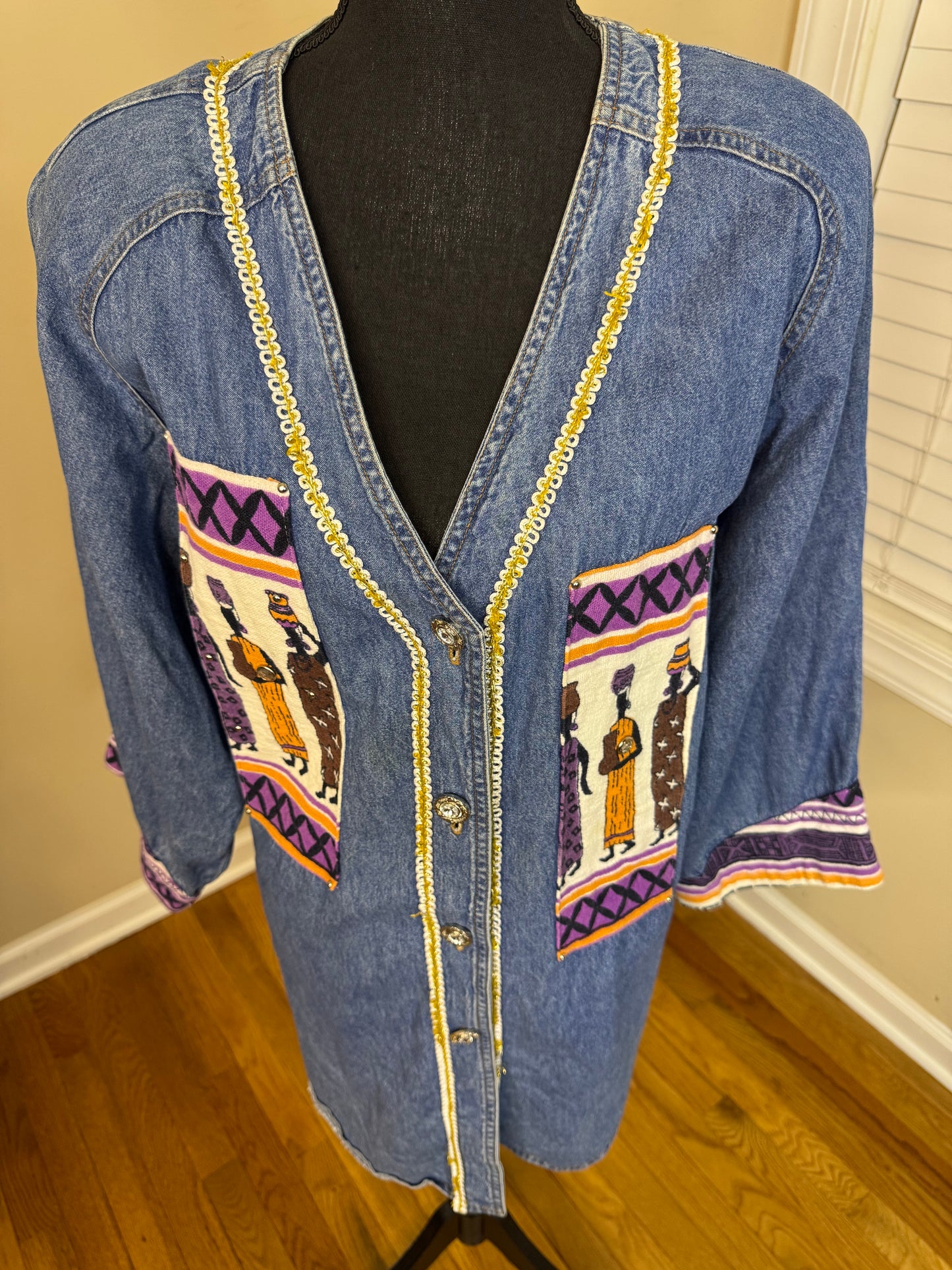 Vtg Charlie Casuals of California Embroidered & Bejeweled Shirt/Jacket