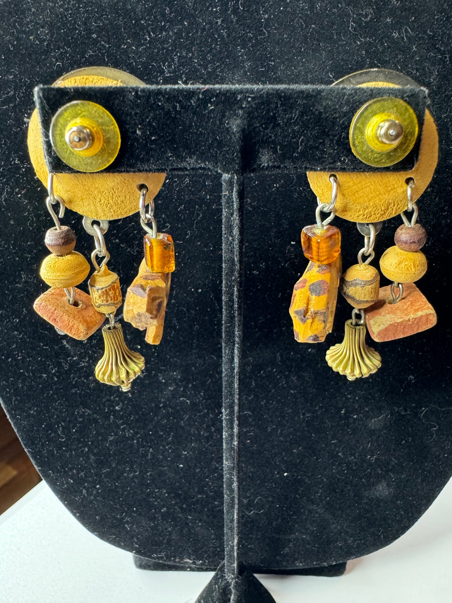 Vtg Boho Safari Earrings