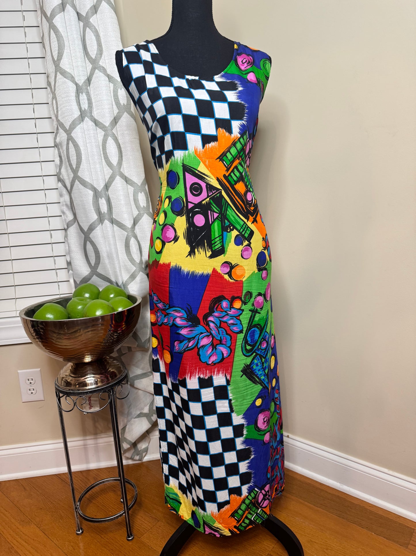 Vtg Abstract Print Dress