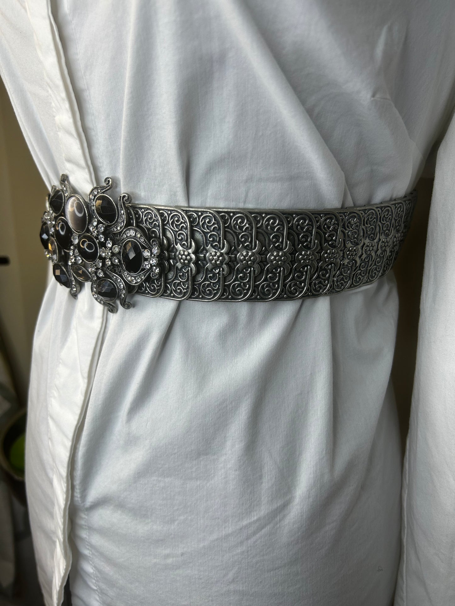 Vintage Scale Belt with Rhinestone Buckle