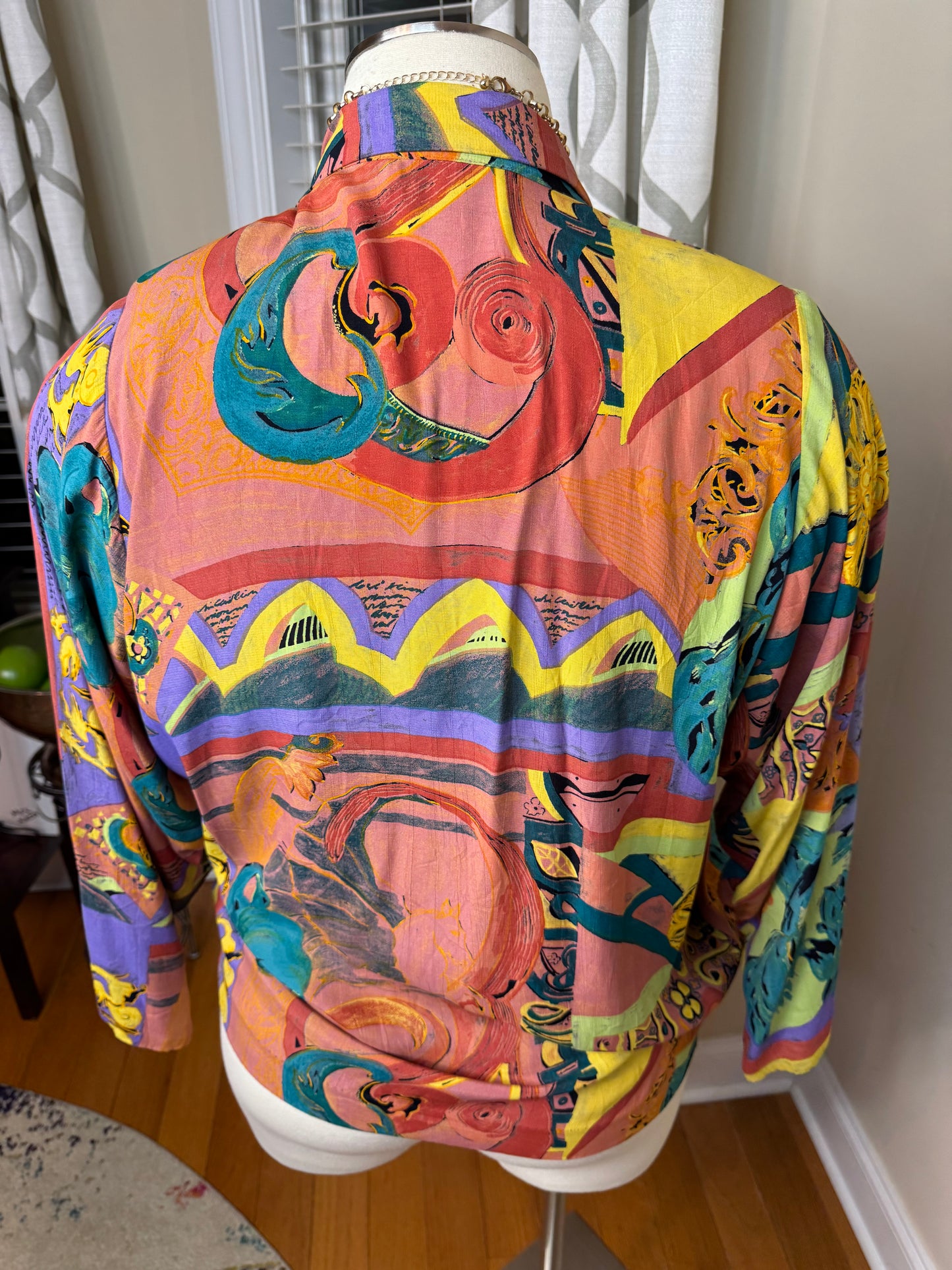 Vtg Karen Kane Multicolor Open Blazer