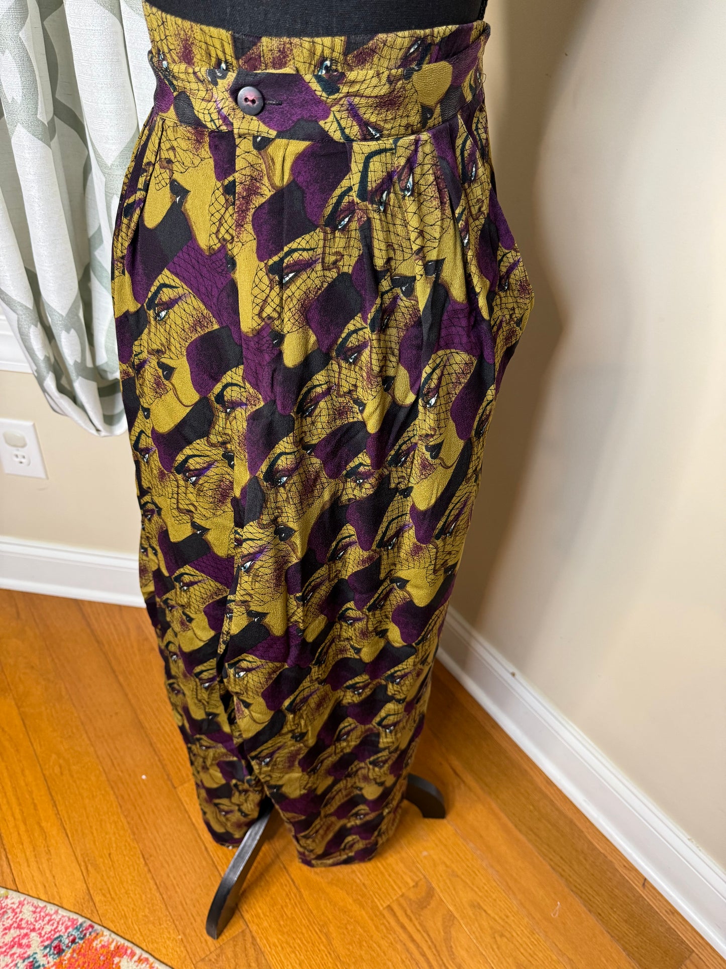 Anne Pinkerton 1980s Women's Face Print Pants