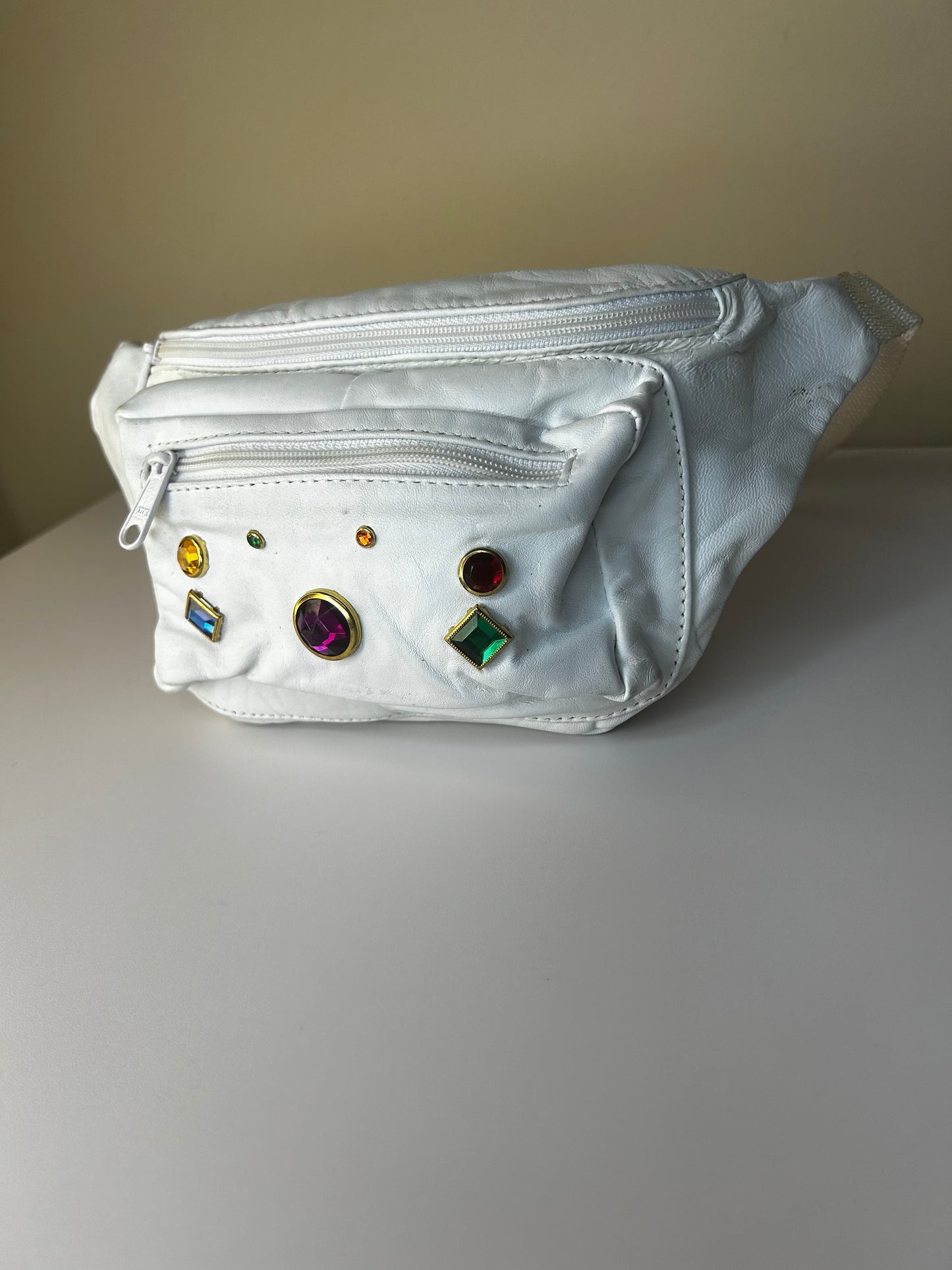 Vintage White Bejeweled Fanny Pack