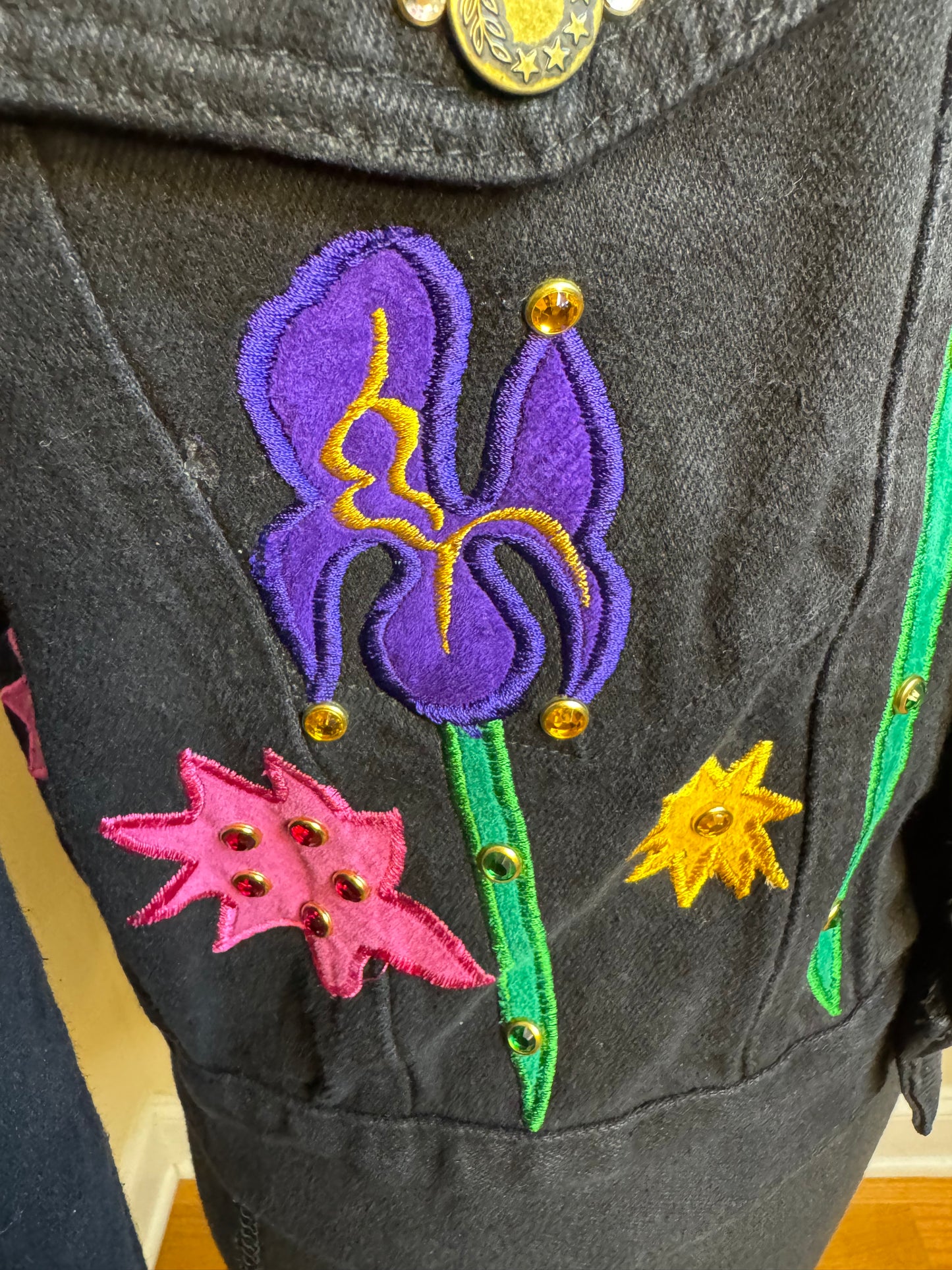 Tamorah Marie Bejeweled and Embroidered Denim Jacket NWT