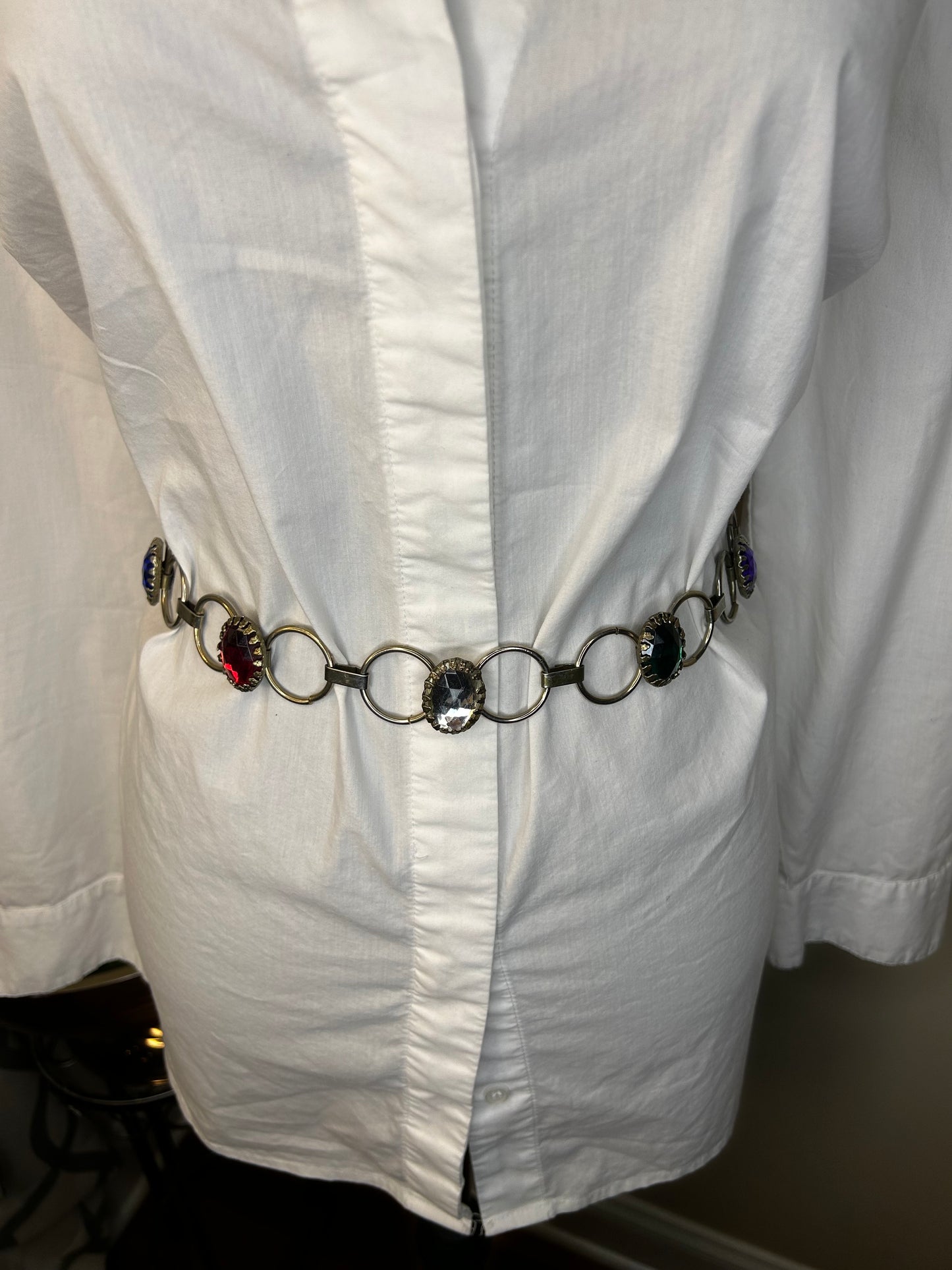 Silver Tone Gemstone Belt