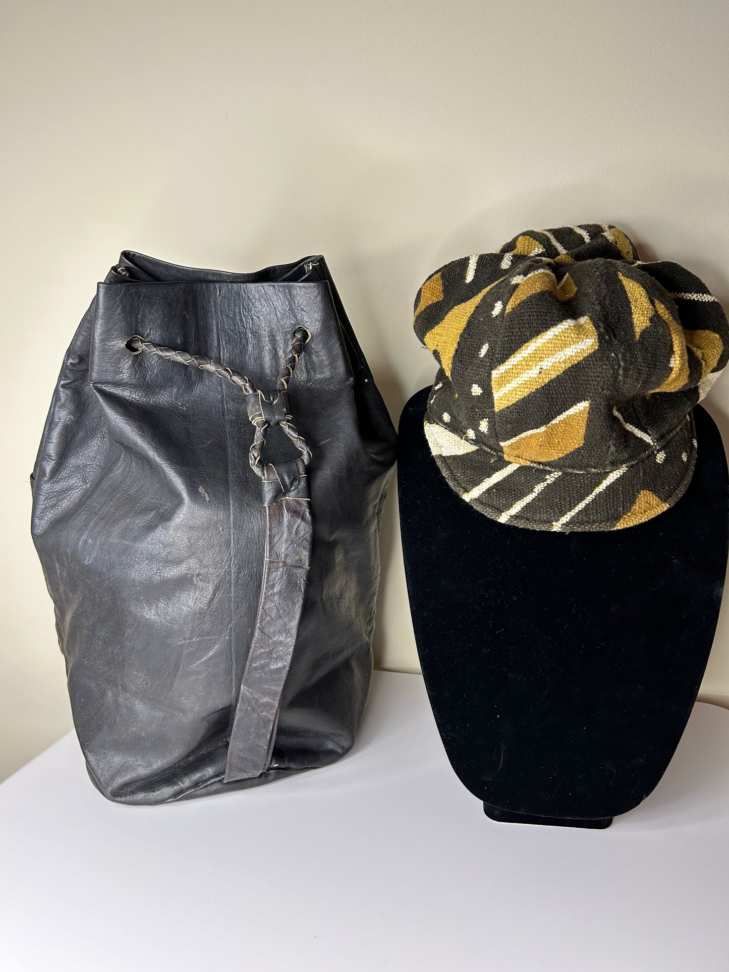 Authentic Mudcloth Hat and Handmade Mudcloth Boho Shoulder Bag Combo