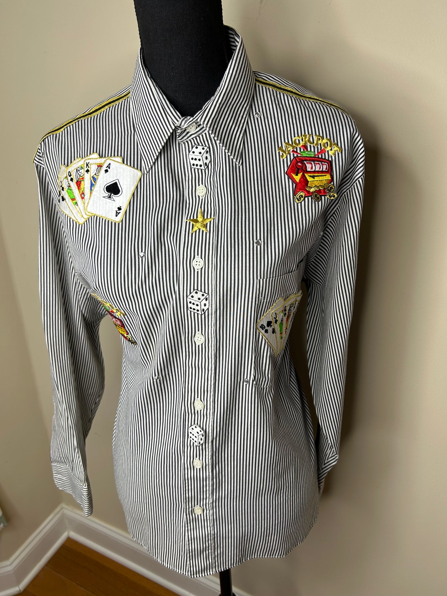Studz Connection Casino Jeweled and Embroidered Shirt