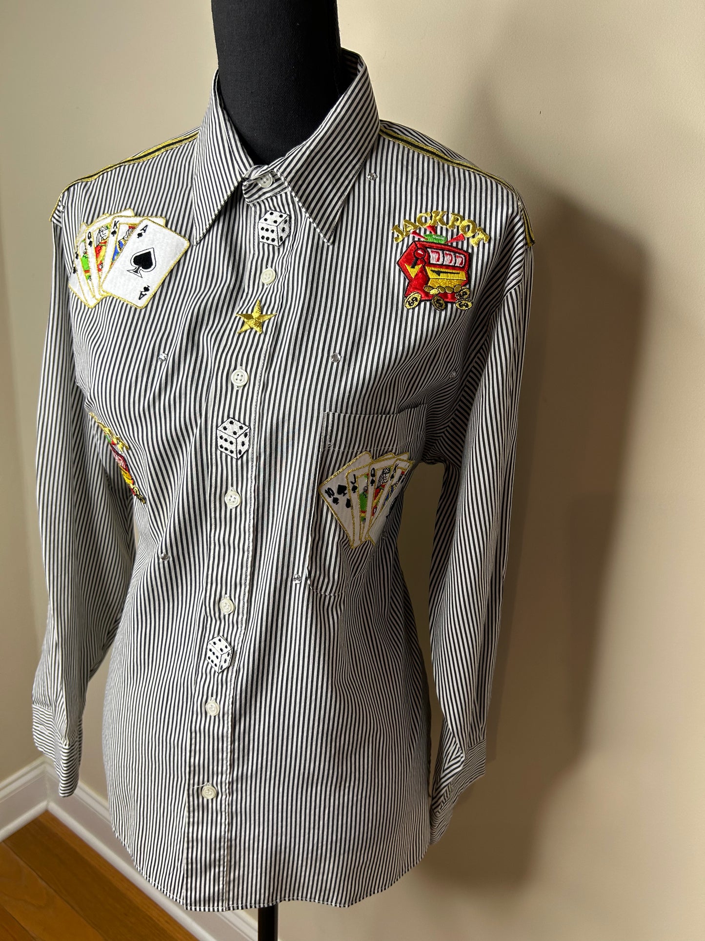 Studz Connection Casino Jeweled and Embroidered Shirt