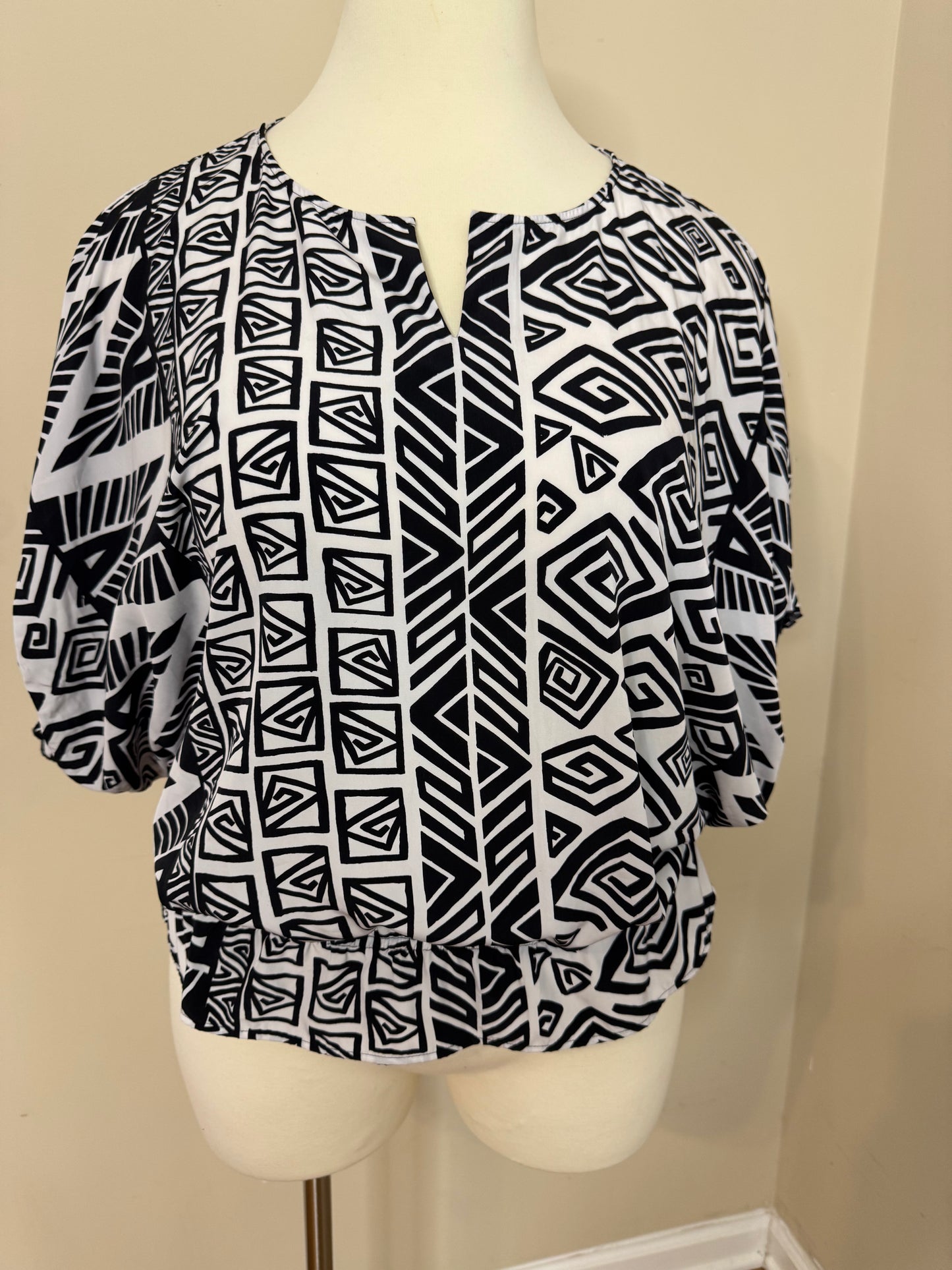 Chico’s Black and White Abstract Print Shirt