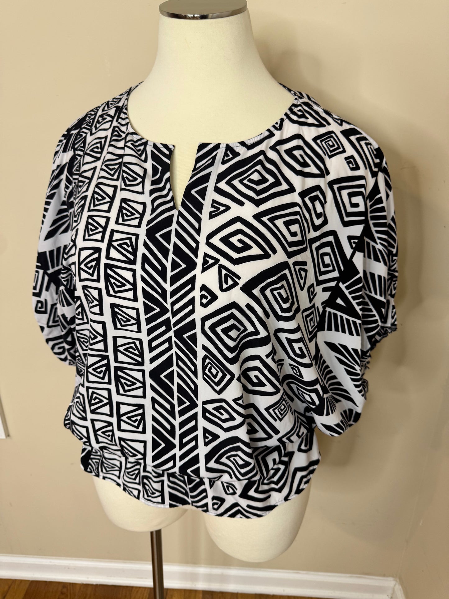 Chico’s Black and White Abstract Print Shirt