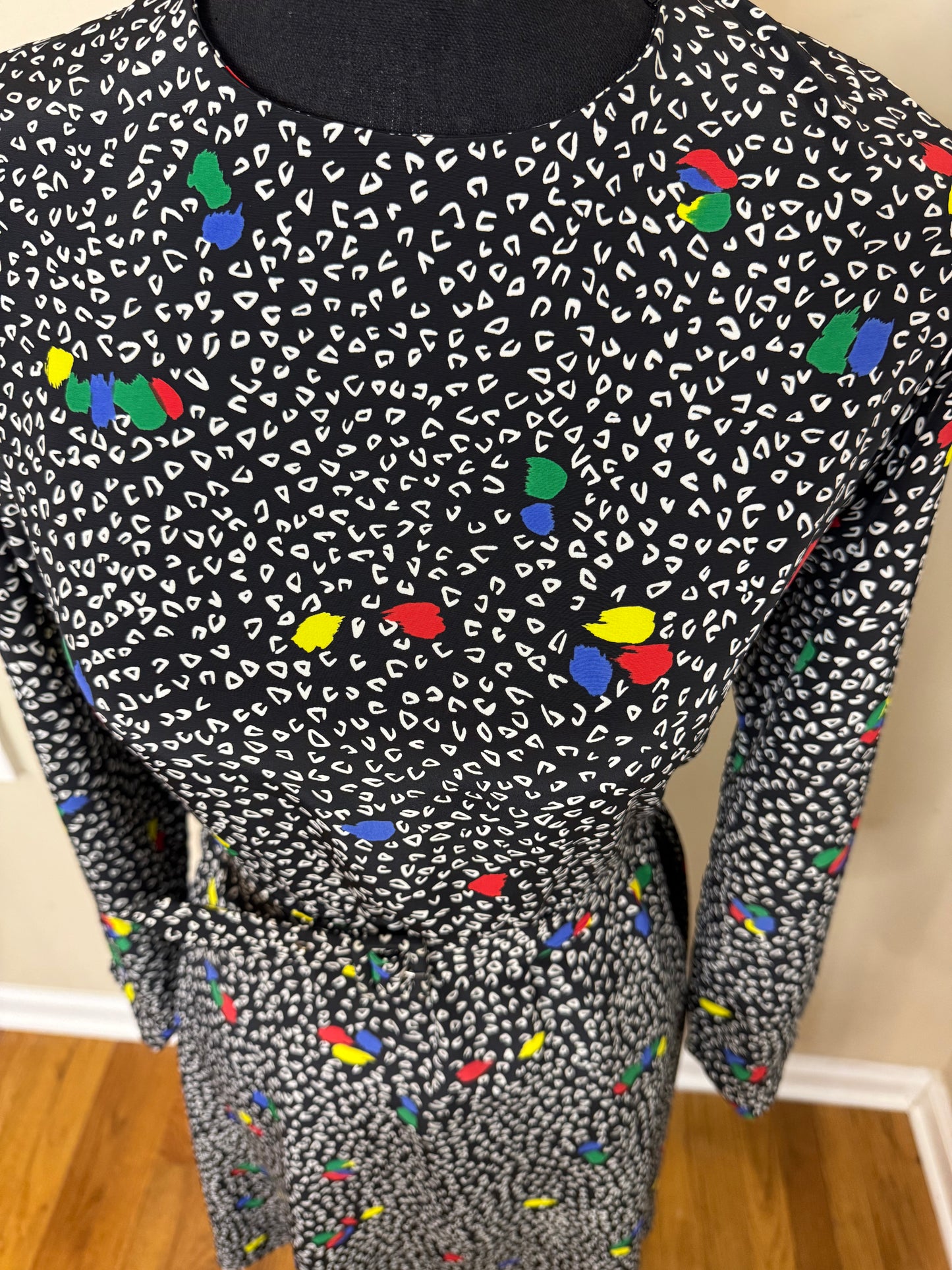 Vtg Multicolor Abstract Print Dress