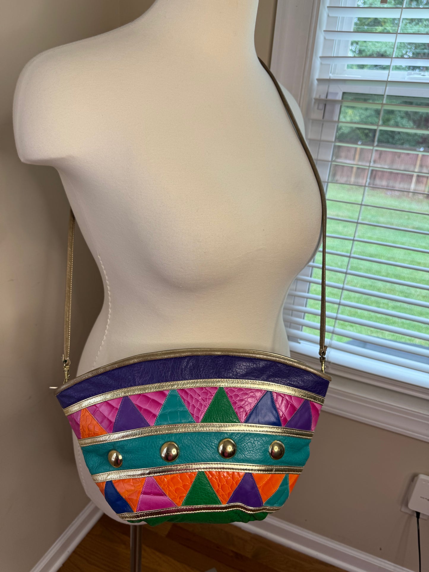 Vtg Colorblock and Metallic Purse