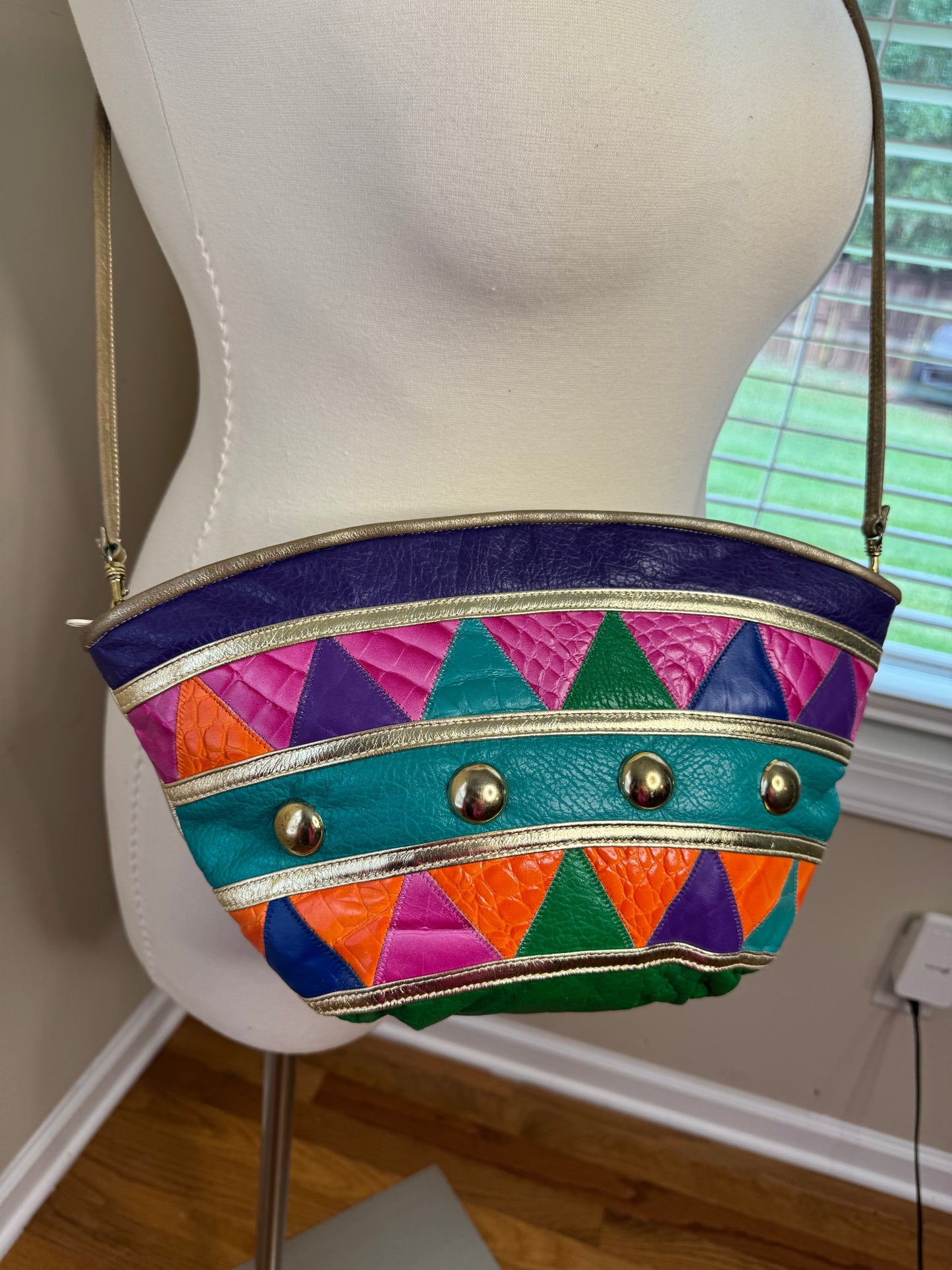 Vtg Colorblock and Metallic Purse