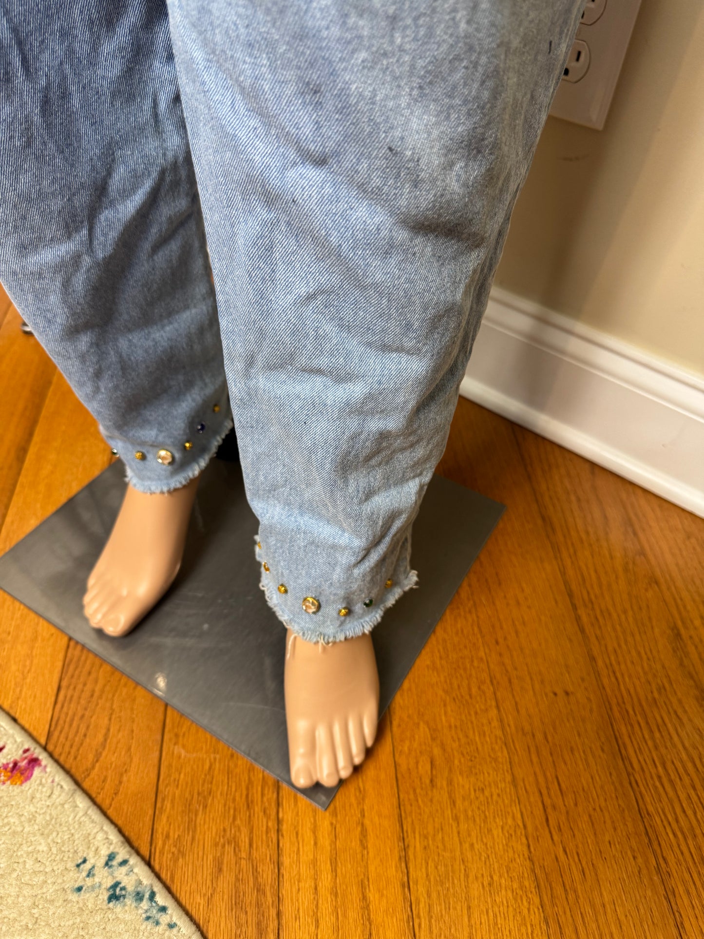 80s Bejeweled Vintage Denim Romper