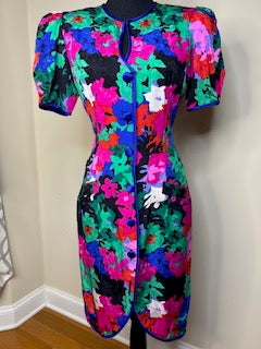 Vintage Flora King New York Silk Dress