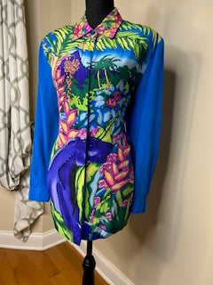 Vintage Diane Gilman Purple Panther Silk Blouse